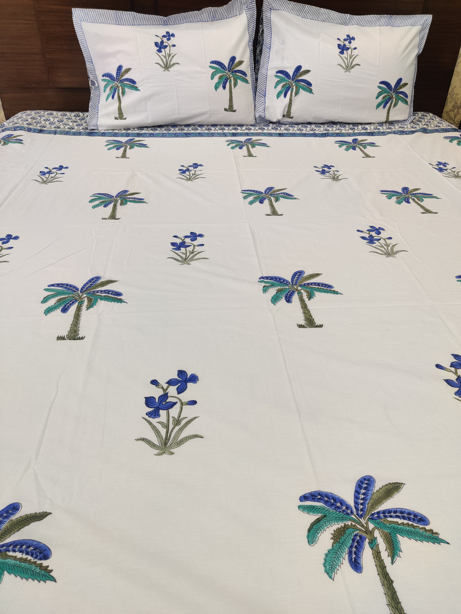 Jaipuri Block Print Bedsheet - Coconut Hand Block Print Cotton Double