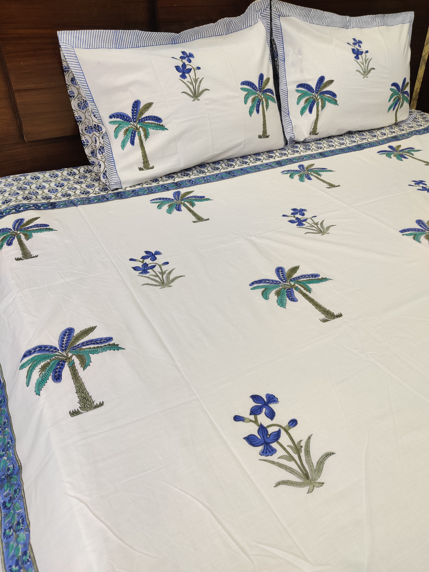 Jaipuri Block Print Bedsheet - Coconut Hand Block Print Cotton Double