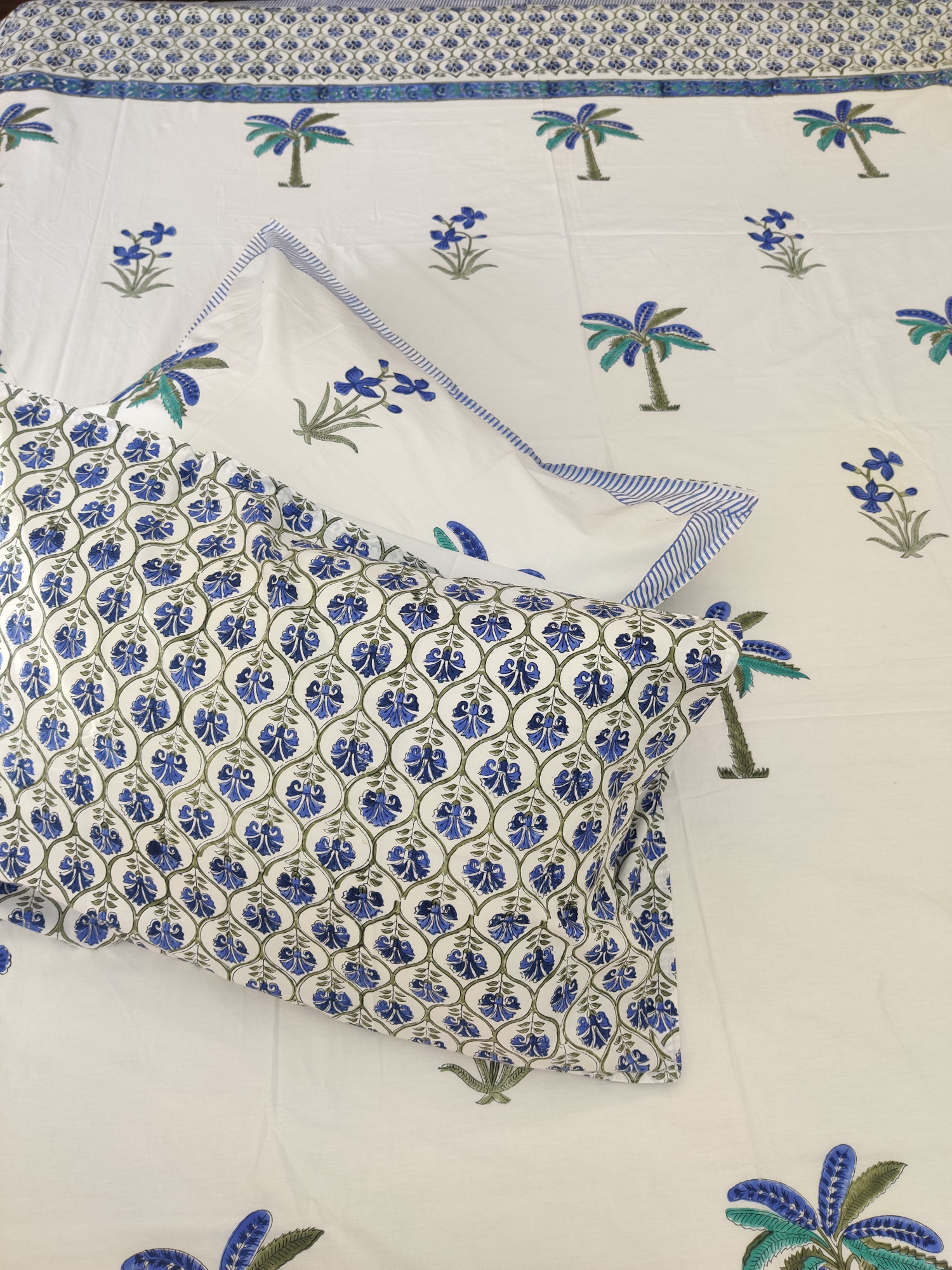 Jaipuri Block Print Bedsheet - Coconut Hand Block Print Cotton Double