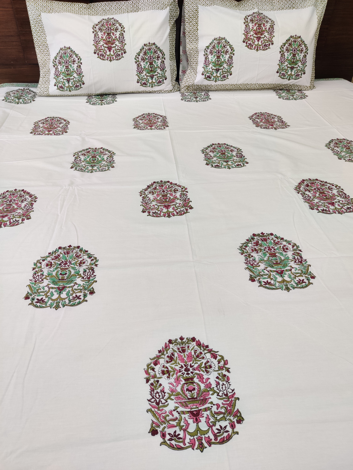 Jaipuri Block Print Bedsheet - Bada Boota Hand Block Print Cotton Double