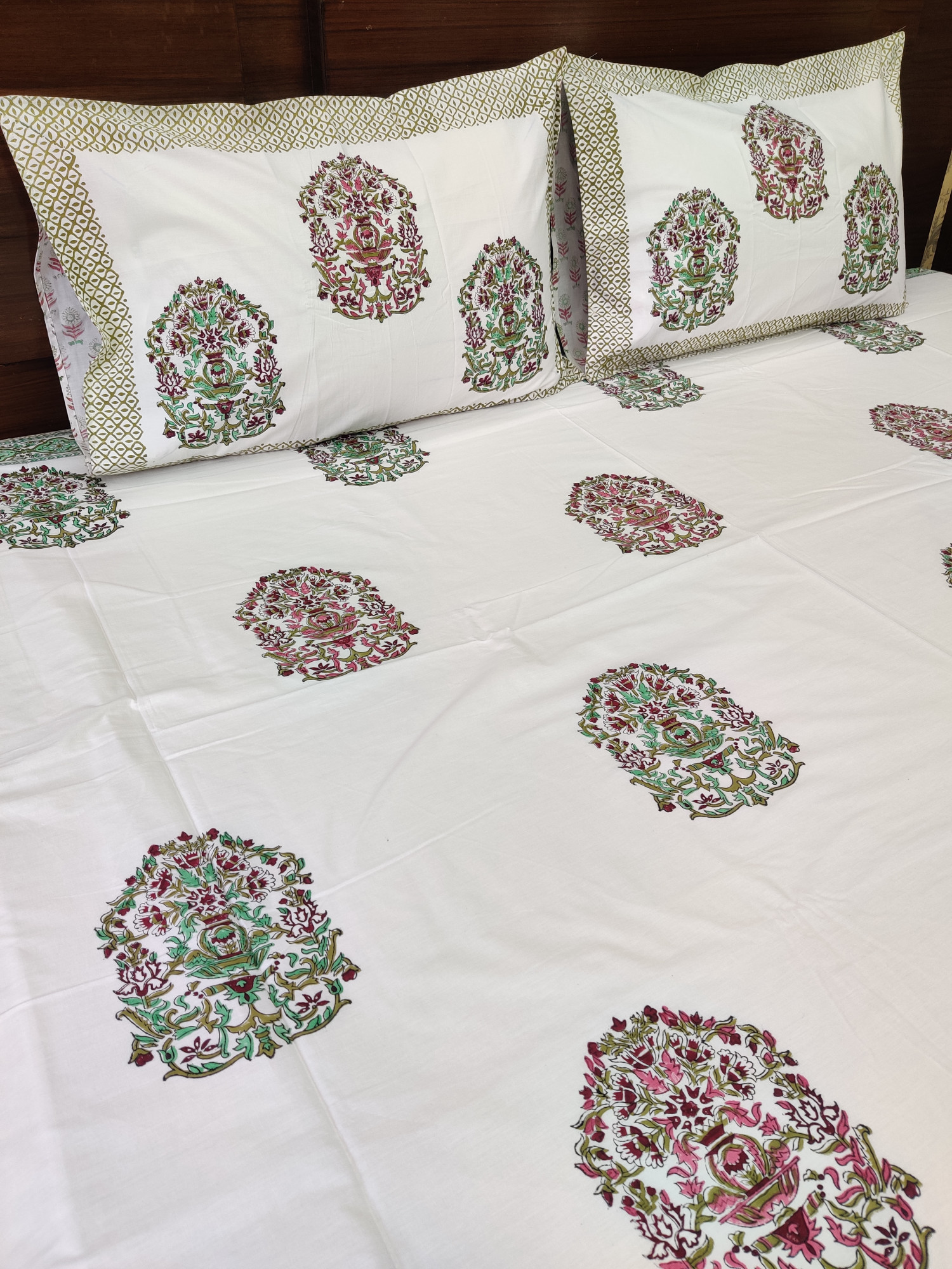 Jaipuri Block Print Bedsheet - Bada Boota Hand Block Print Cotton Double