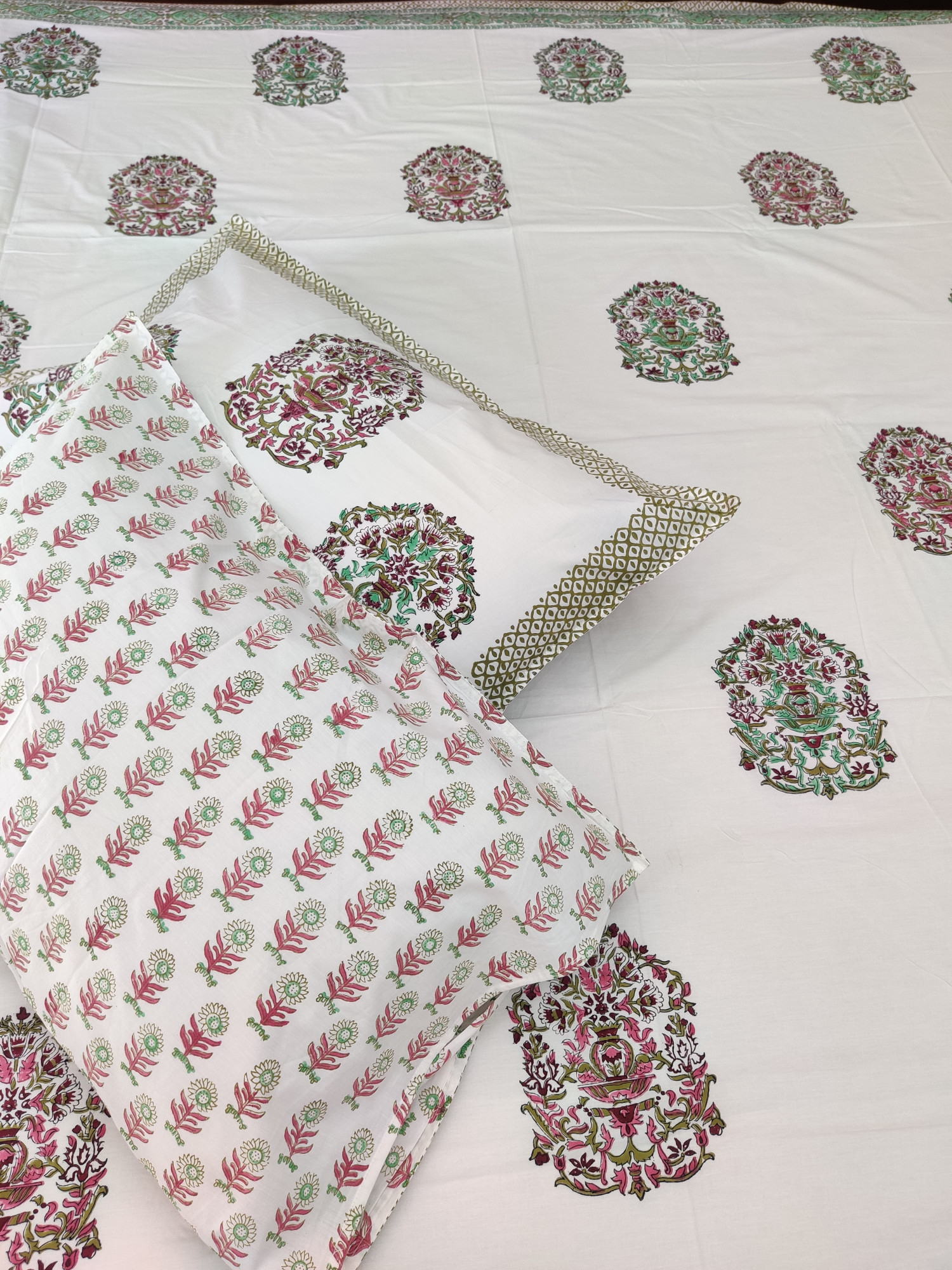 Jaipuri Block Print Bedsheet - Bada Boota Hand Block Print Cotton Double