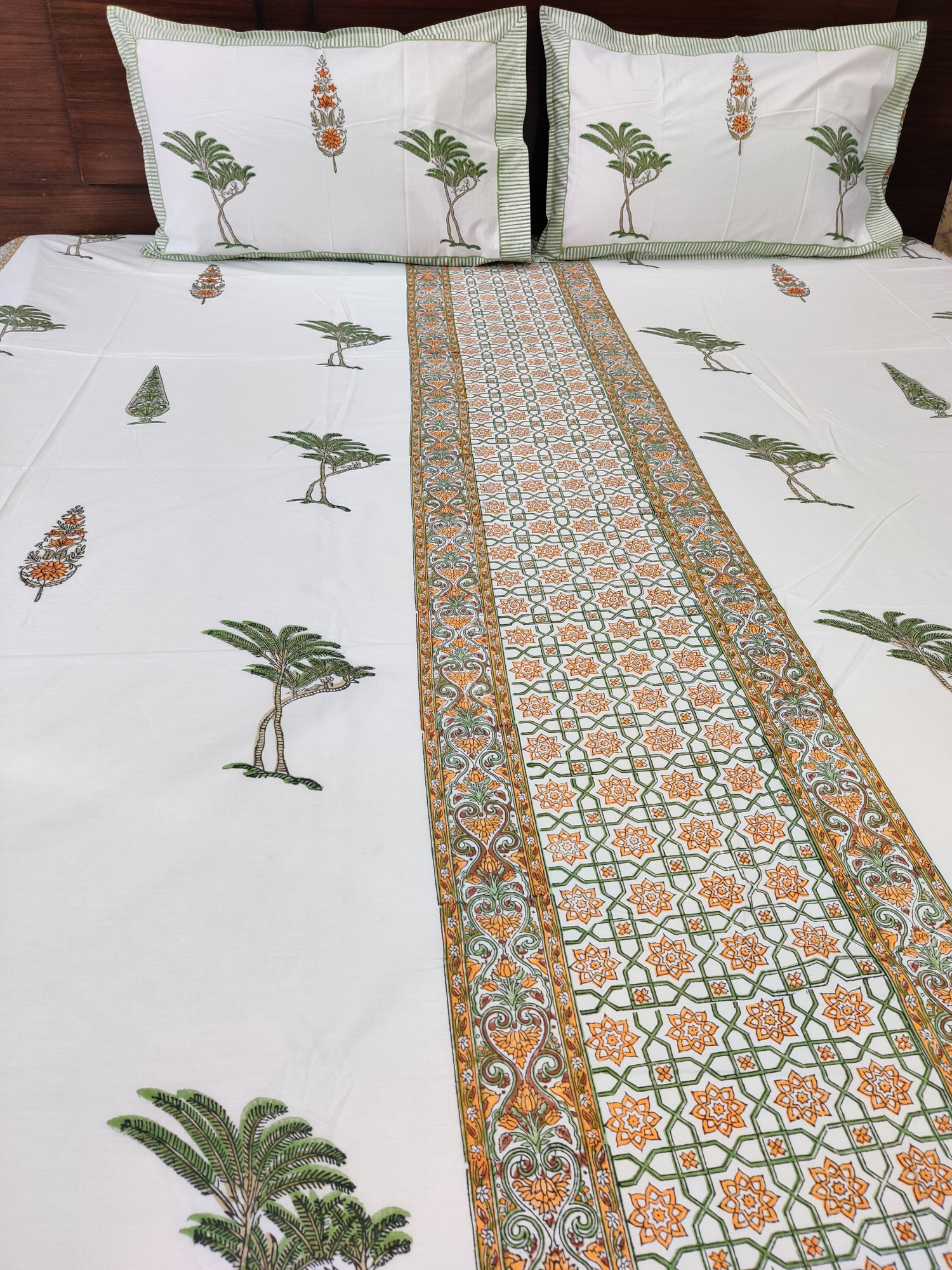 Jaipuri Block Print Bedsheet - Geometric Hand Block Print Cotton King Size