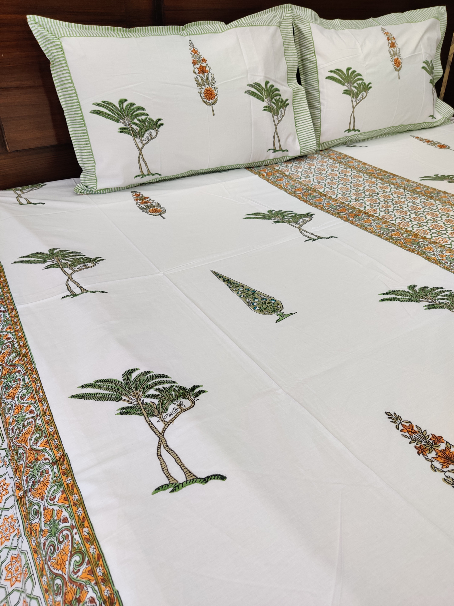 Jaipuri Block Print Bedsheet - Geometric Hand Block Print Cotton King Size