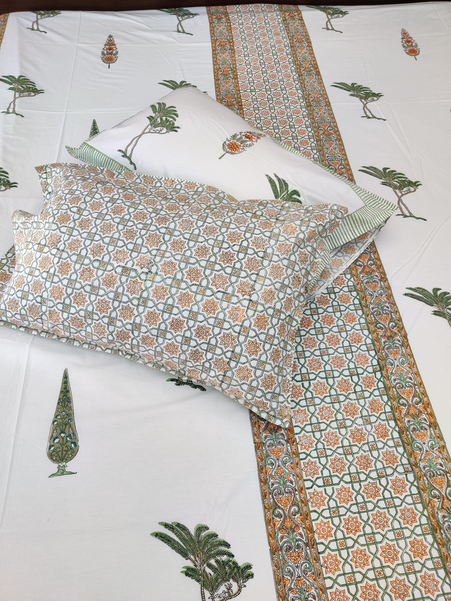 Jaipuri Block Print Bedsheet - Geometric Hand Block Print Cotton King Size