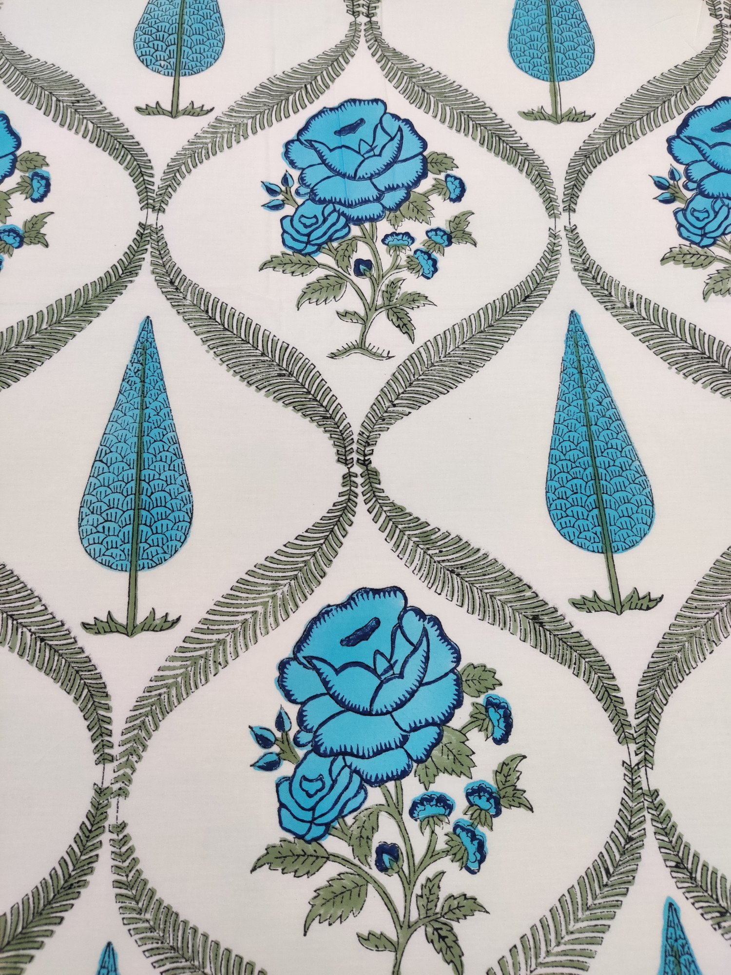Jaipuri Block Print Bedsheet - Rose Boota Hand Block Print Cotton King Size