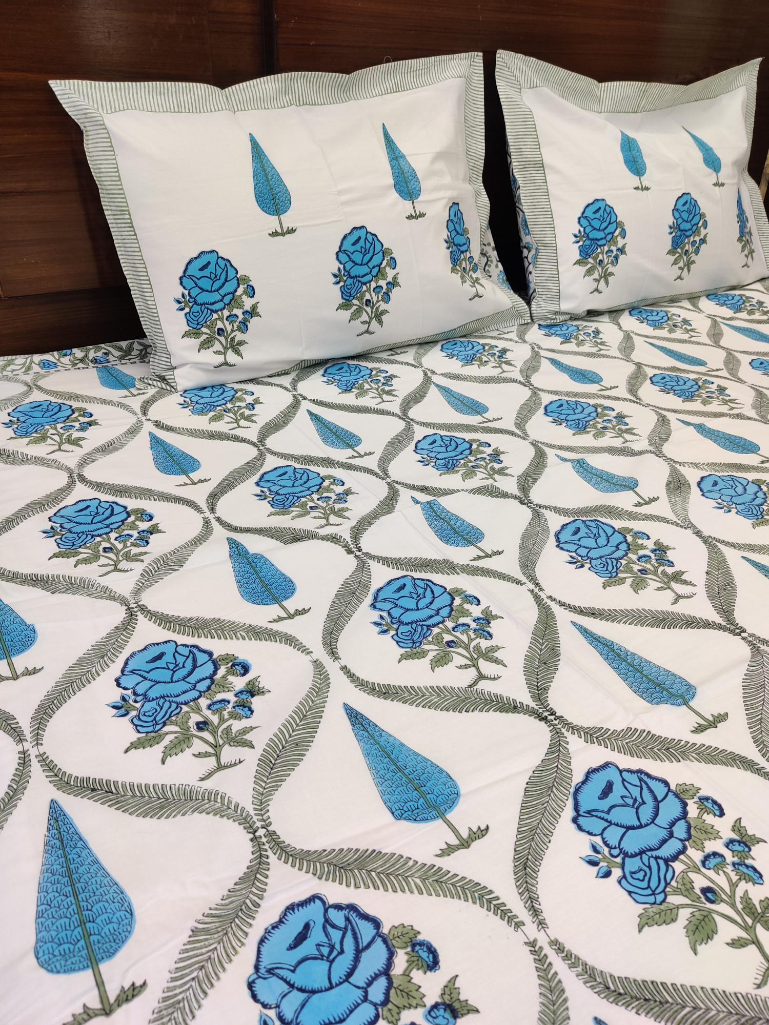 Jaipuri Block Print Bedsheet - Rose Boota Hand Block Print Cotton King Size