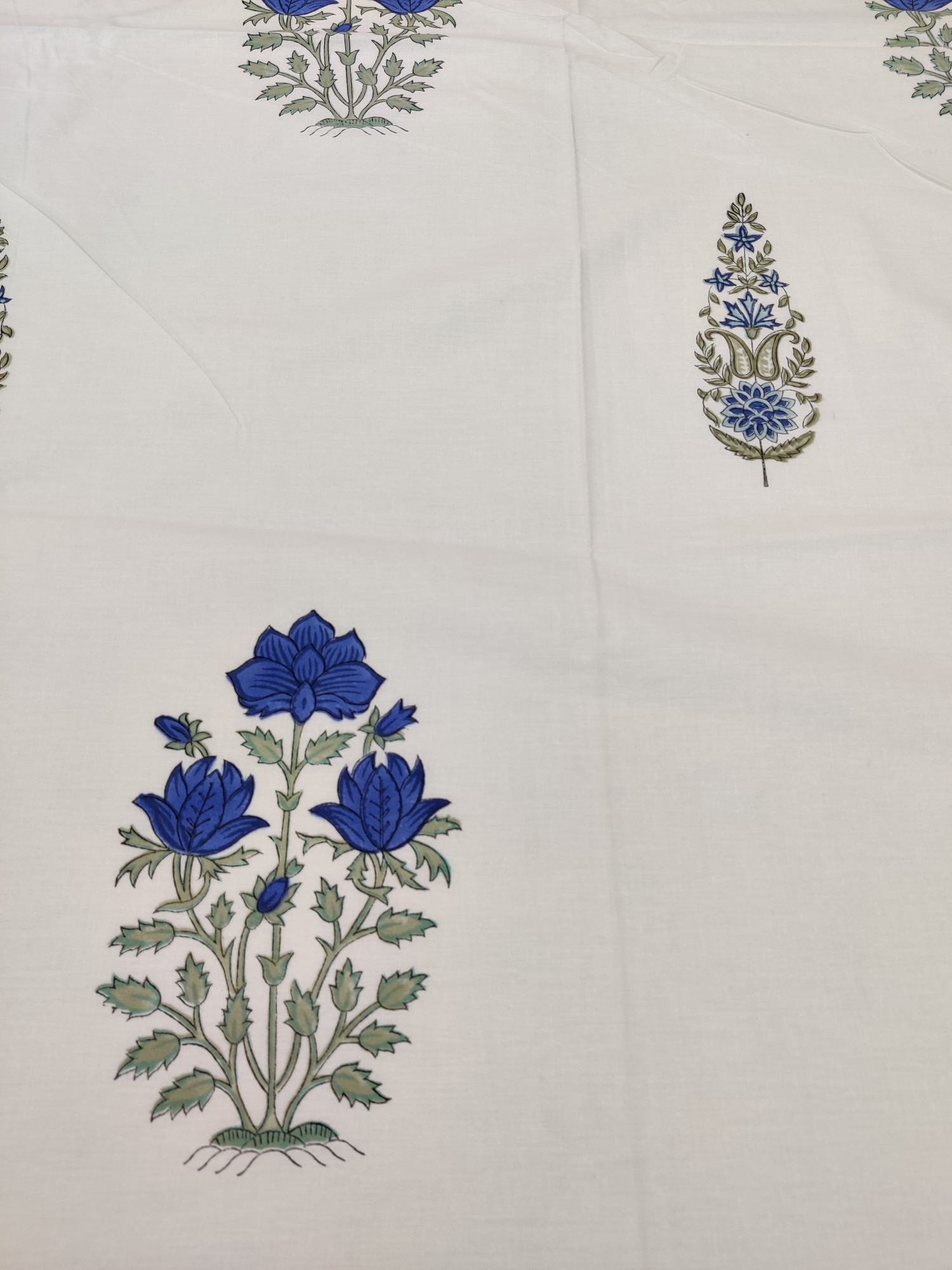 Jaipuri Block Print Bedsheet - Blue Double Motif Hand Block Print Cotton Double