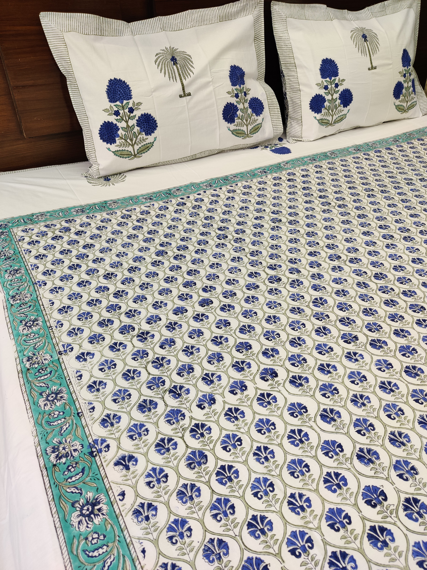 Jaipuri Block Print Bedsheet - Marigold Hand Block Print Cotton King Size