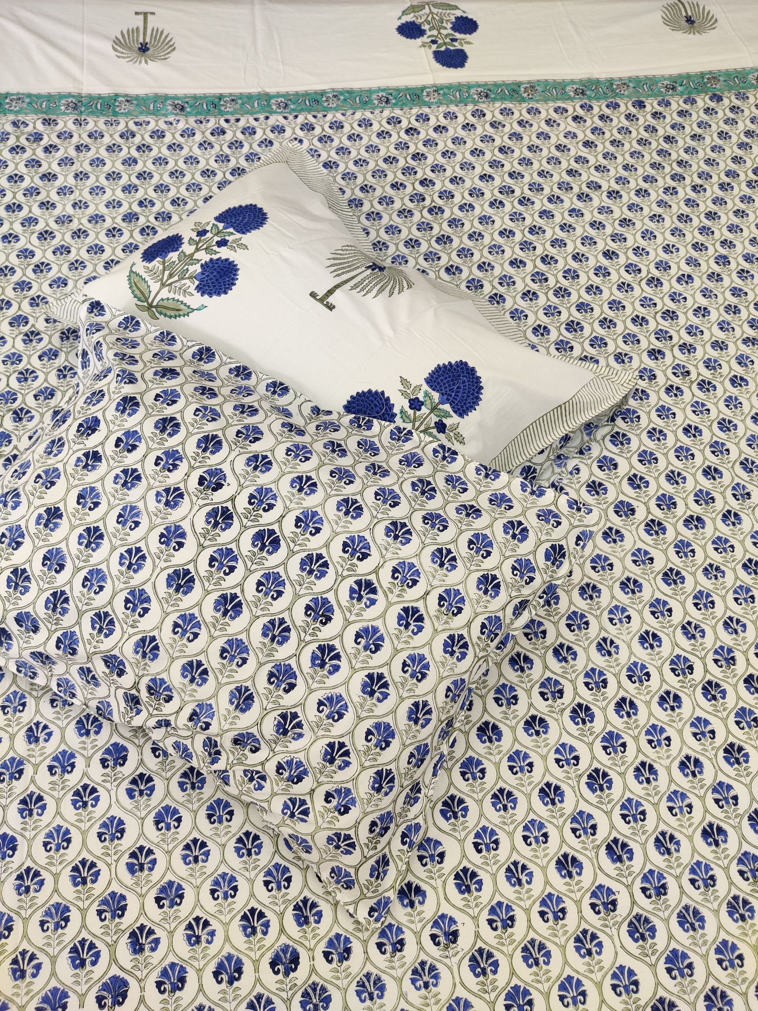 Jaipuri Block Print Bedsheet - Marigold Hand Block Print Cotton King Size