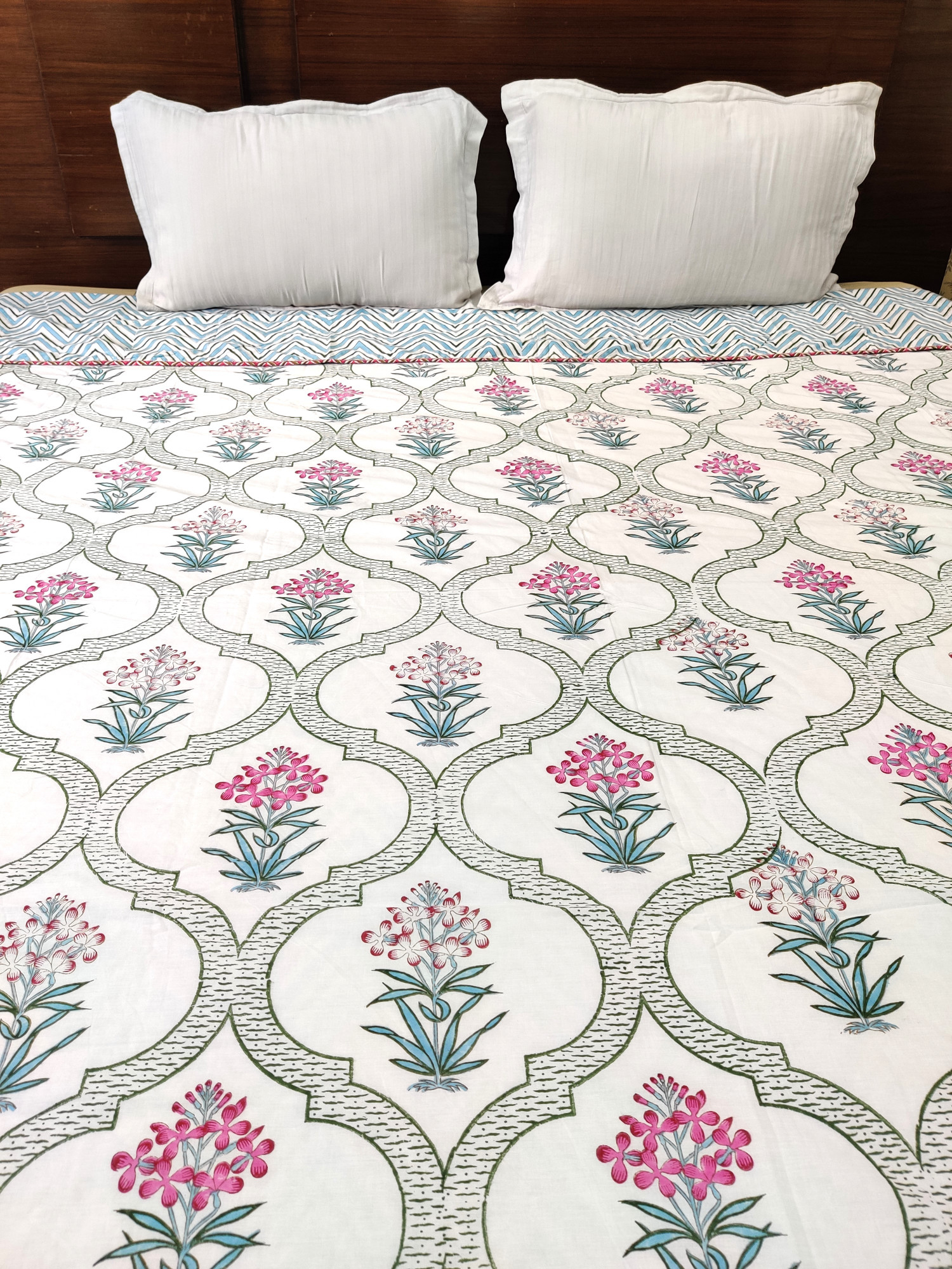Block Print Dohar - Floral Whisper Hand Block Print Mulmul Cotton Jaipuri