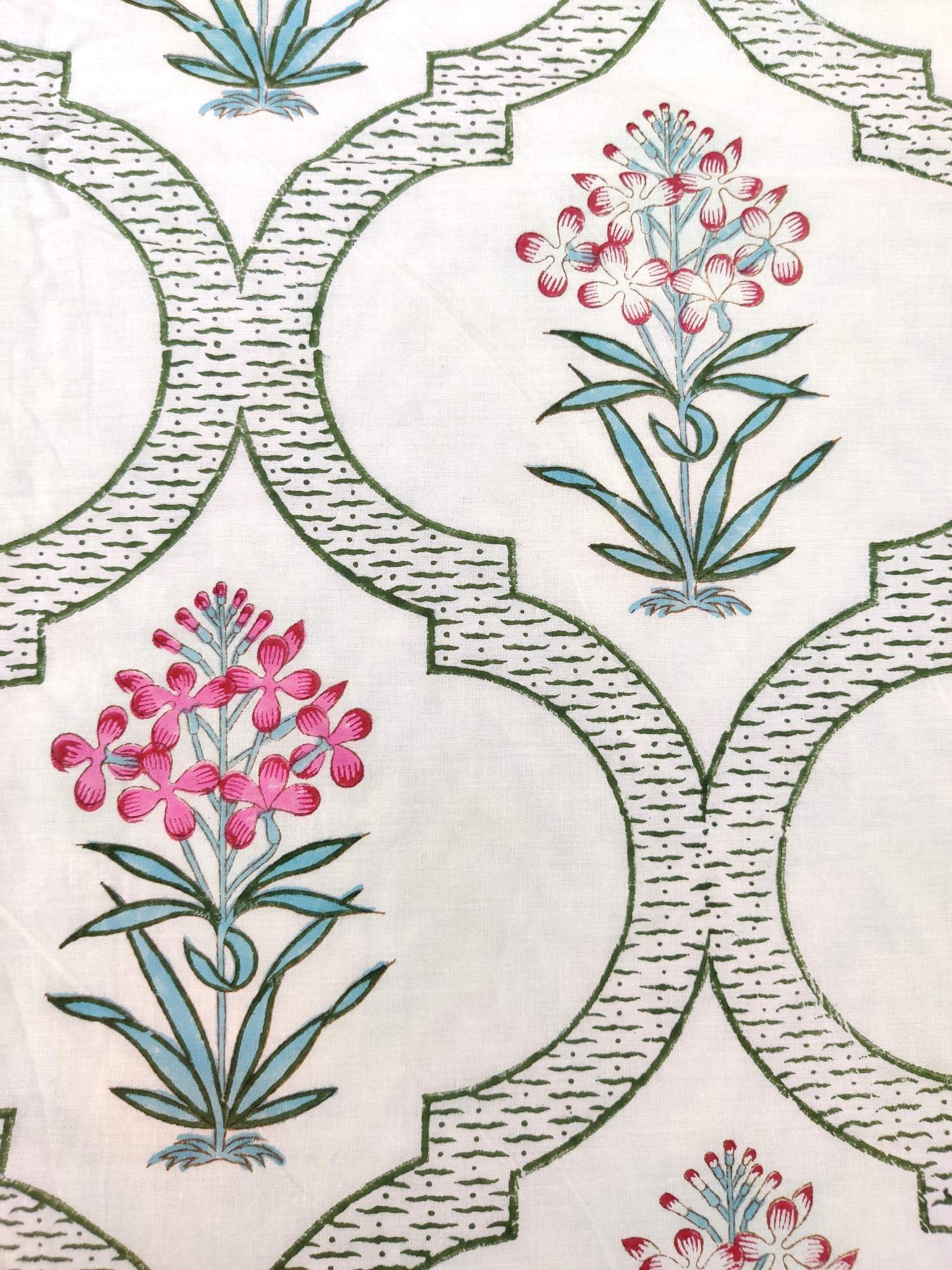 Block Print Dohar - Floral Whisper Hand Block Print Mulmul Cotton Jaipuri