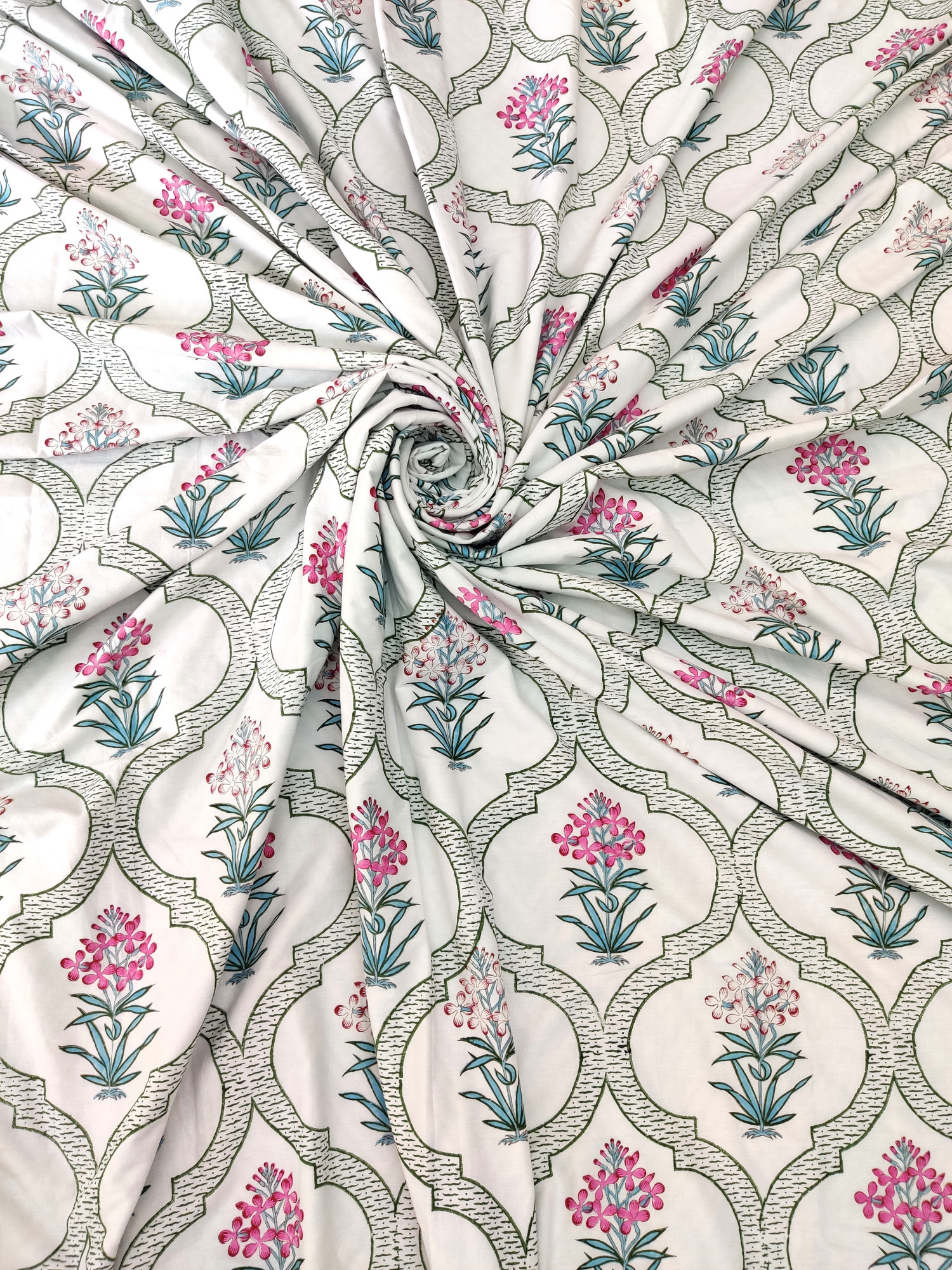 Block Print Dohar - Floral Whisper Hand Block Print Mulmul Cotton Jaipuri