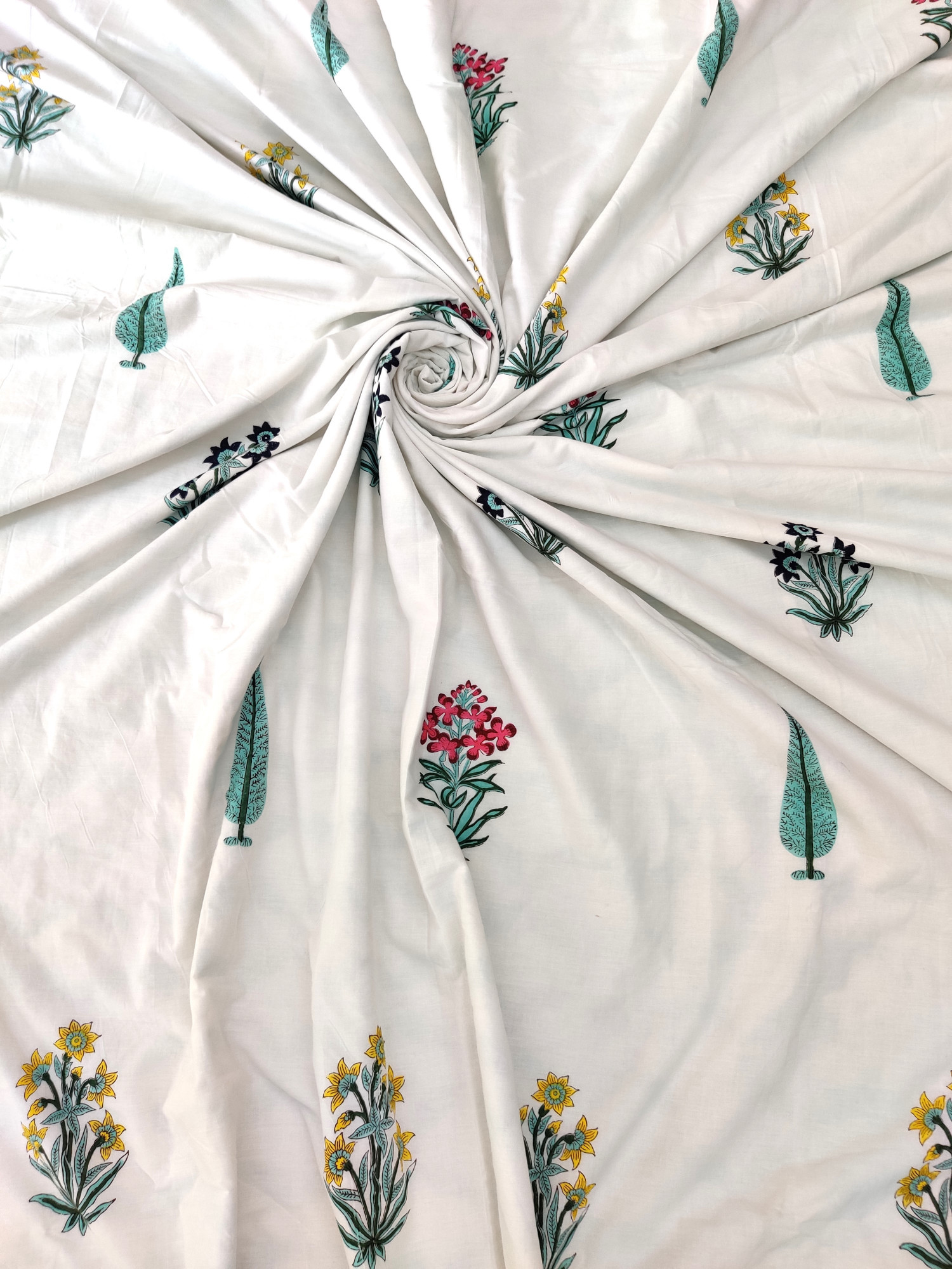 Block Print Dohar - Multiblock Hand Block Print Premium Mulmul Jaipuri