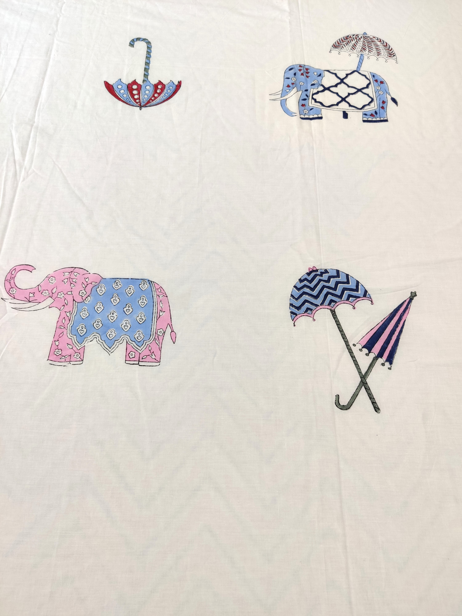 Block Print Dohar - Chatri Haathi Hand Block Print Mulmul Cotton Jaipuri