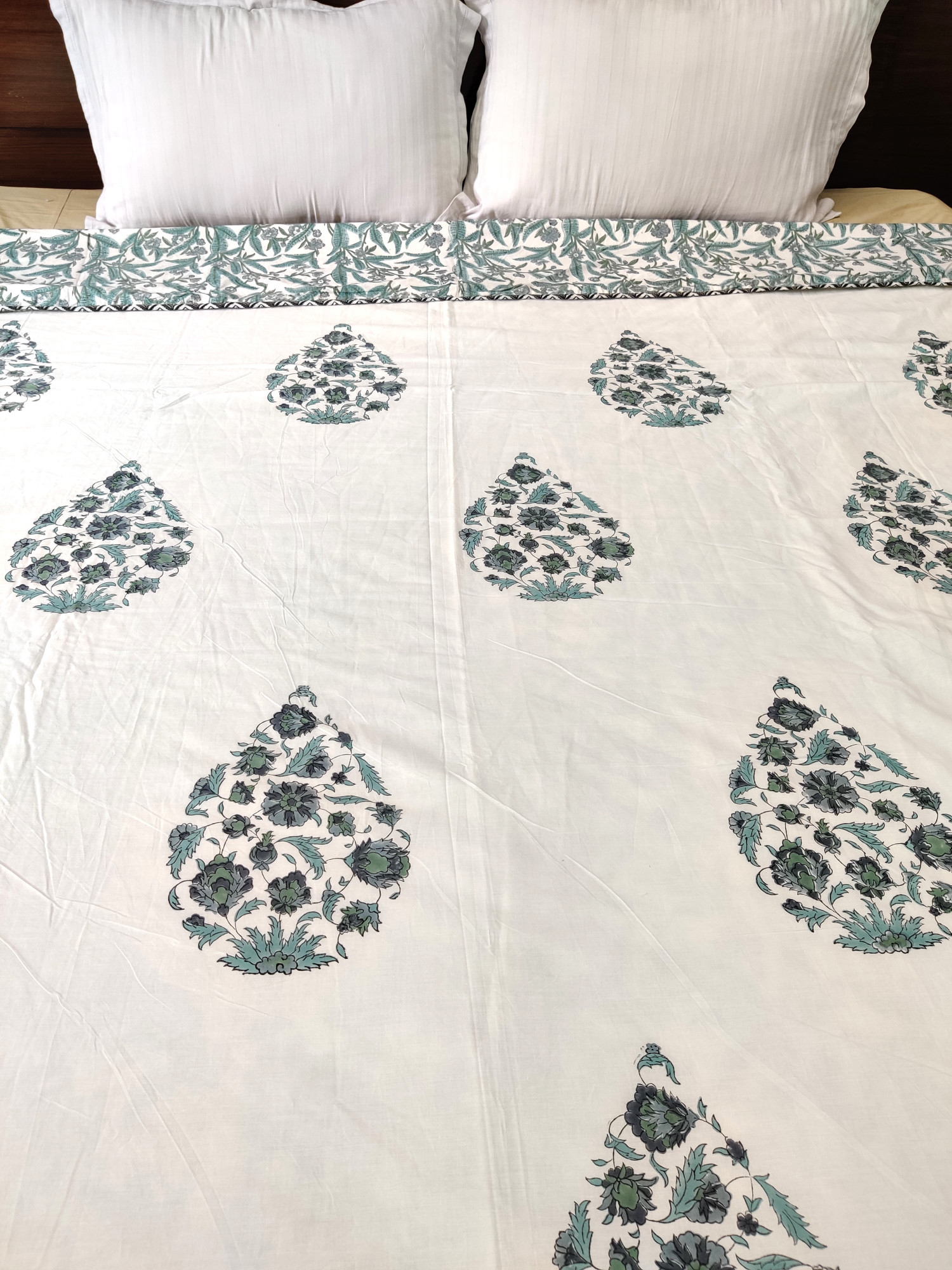 Block Print Dohar - Grey Floral Boota Hand Block Print Premium Cotton Jaipuri
