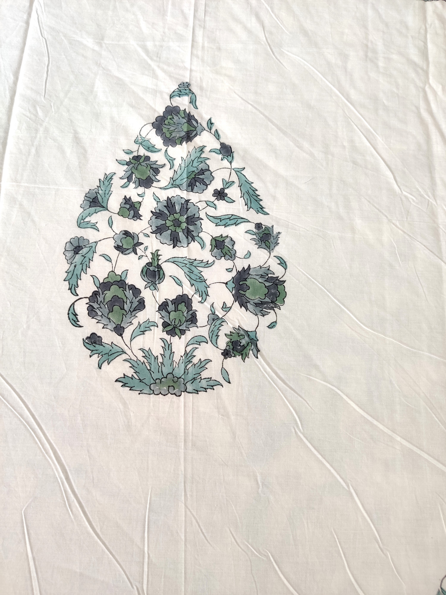 Block Print Dohar - Grey Floral Boota Hand Block Print Premium Cotton Jaipuri