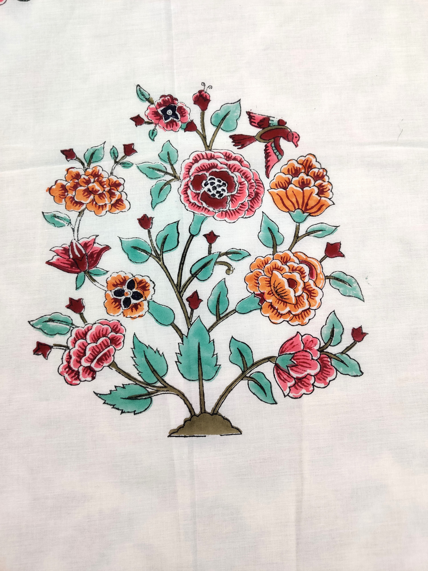 Block Print Dohar - Multicoloured Mughal Hand Block Print Mulmul Jaipuri