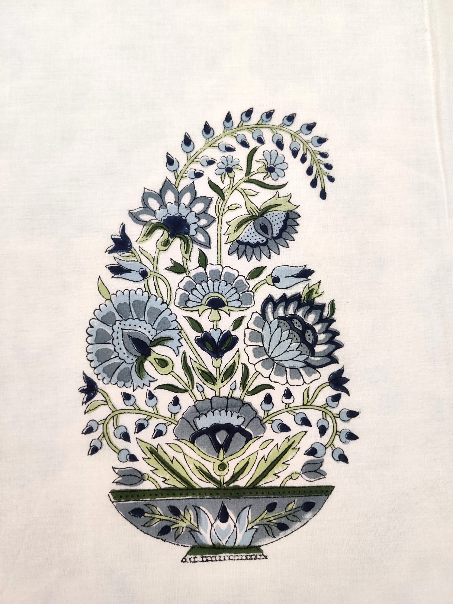 Block Print Dohar - Grey Boota Hand Block Print Mulmul Cotton Jaipuri