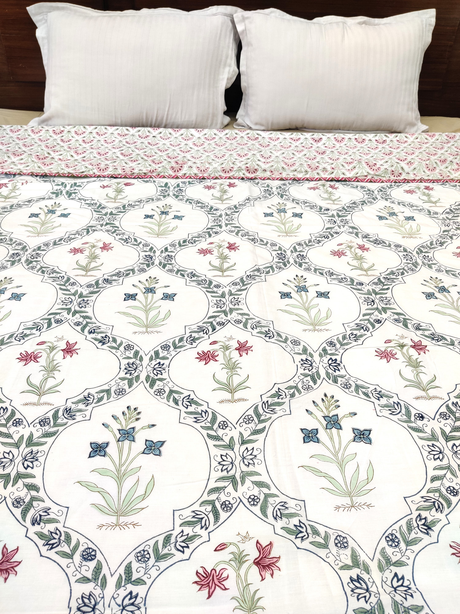 Block Print Dohar - Multi Jaal Hand Block Print Cotton Jaipuri