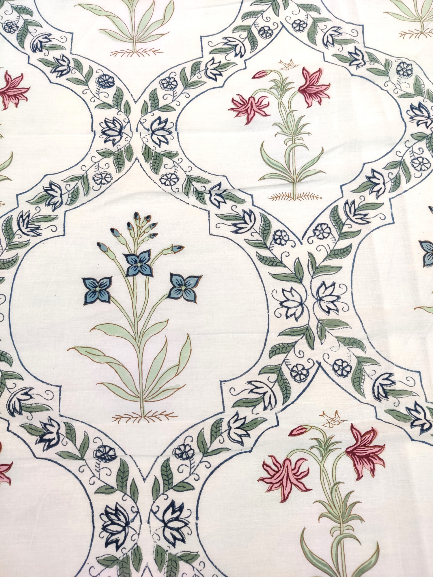 Block Print Dohar - Multi Jaal Hand Block Print Cotton Jaipuri