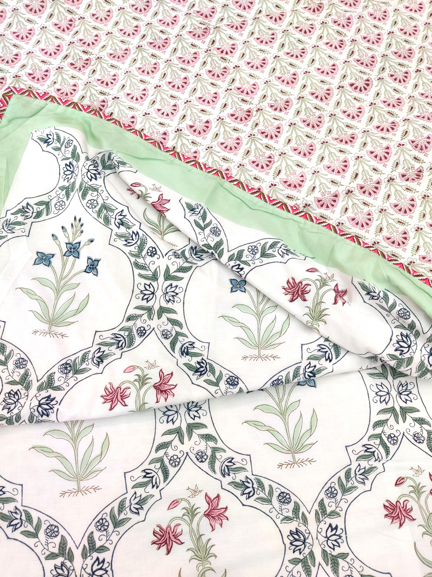 Block Print Dohar - Multi Jaal Hand Block Print Cotton Jaipuri