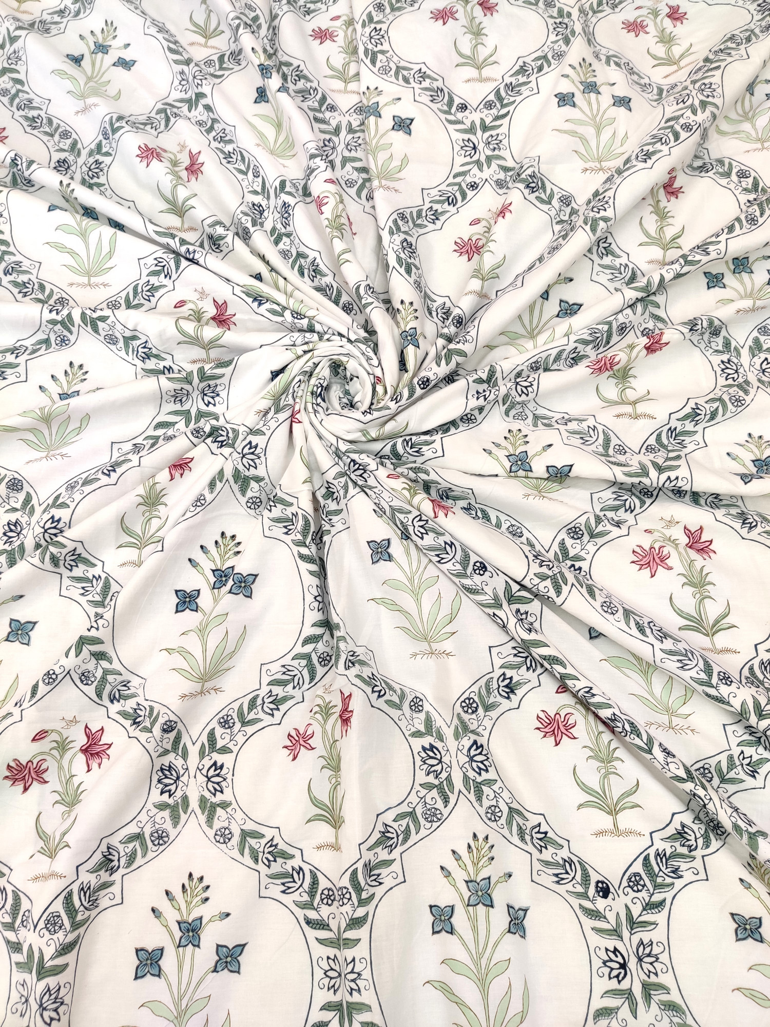 Block Print Dohar - Multi Jaal Hand Block Print Cotton Jaipuri