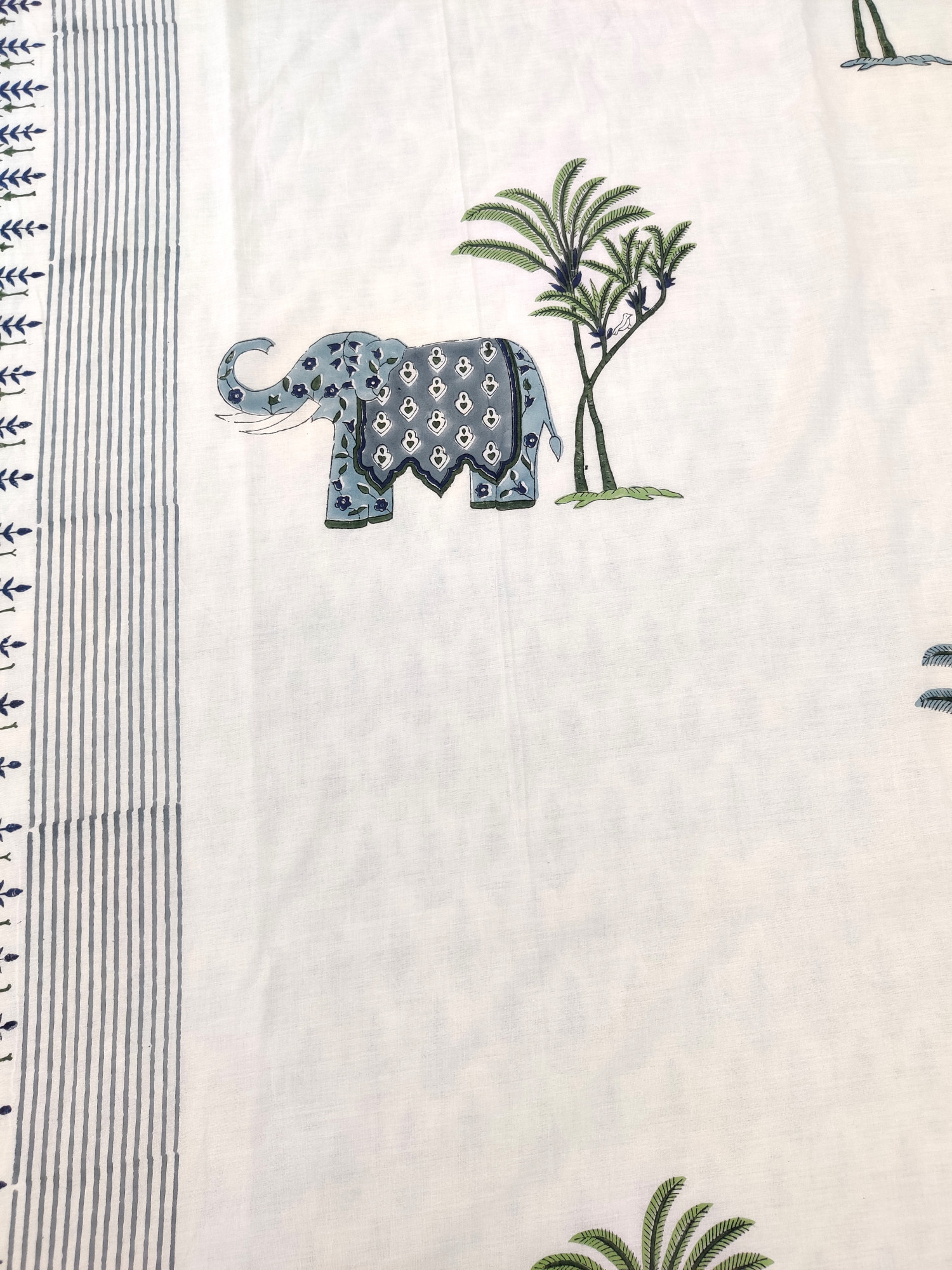 Block Print Dohar - Grey Haathi Hand Block Print Cotton Jaipuri