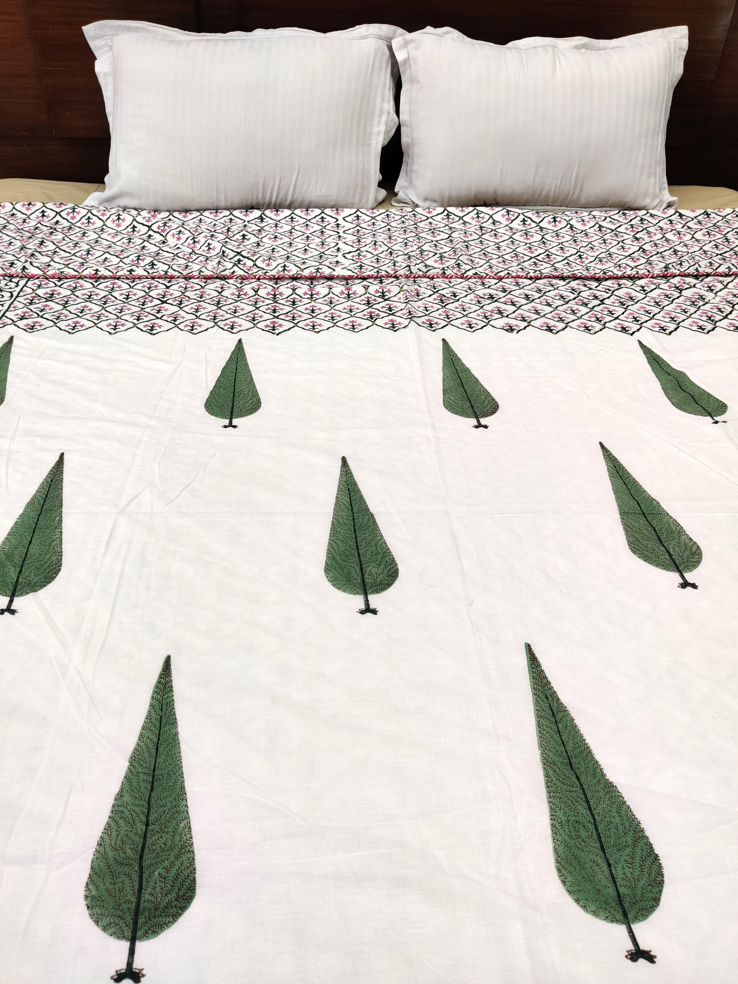Block Print Dohar - Fern Jaal Hand Block Print Cotton Jaipuri
