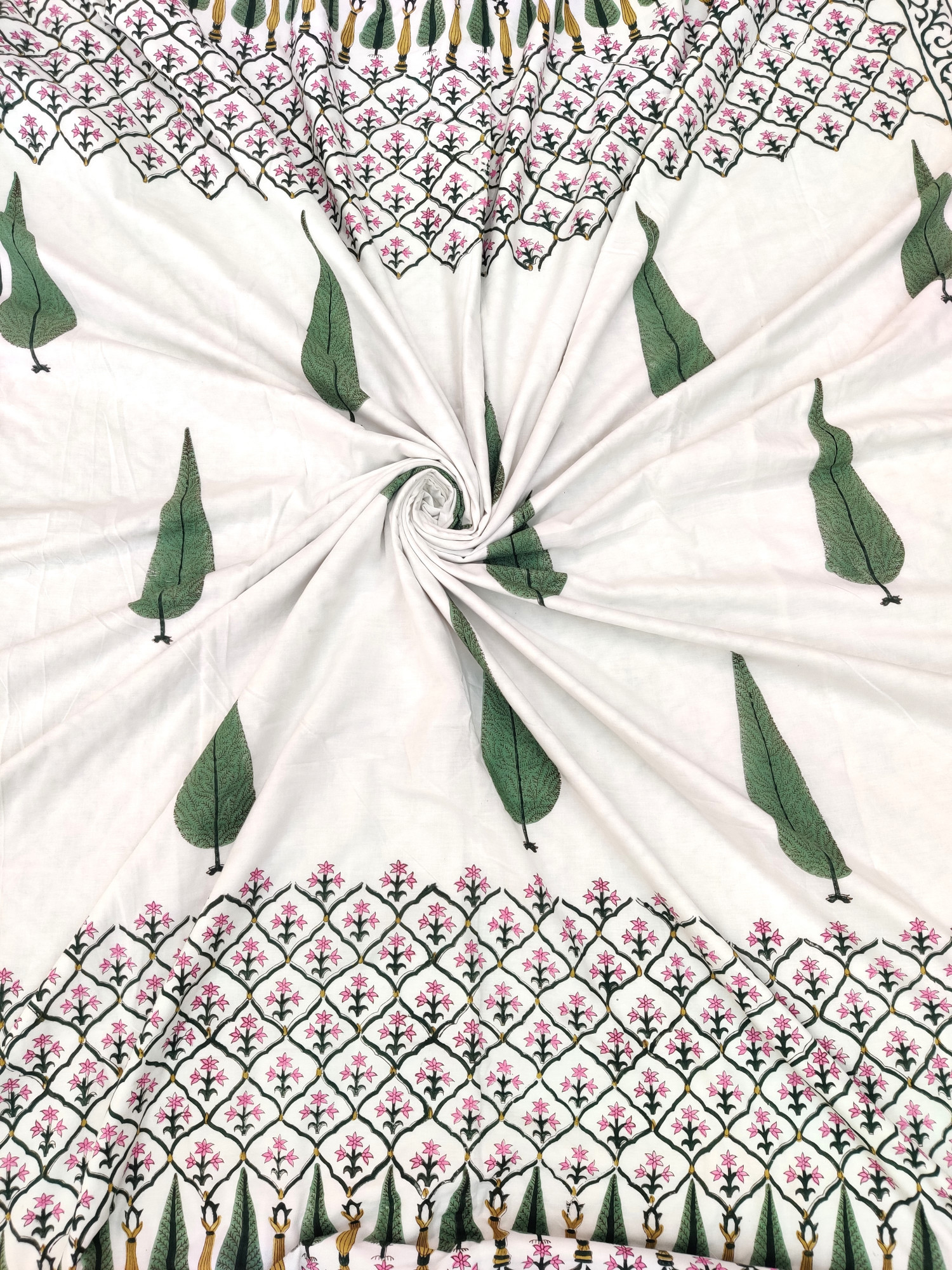 Block Print Dohar - Fern Jaal Hand Block Print Cotton Jaipuri