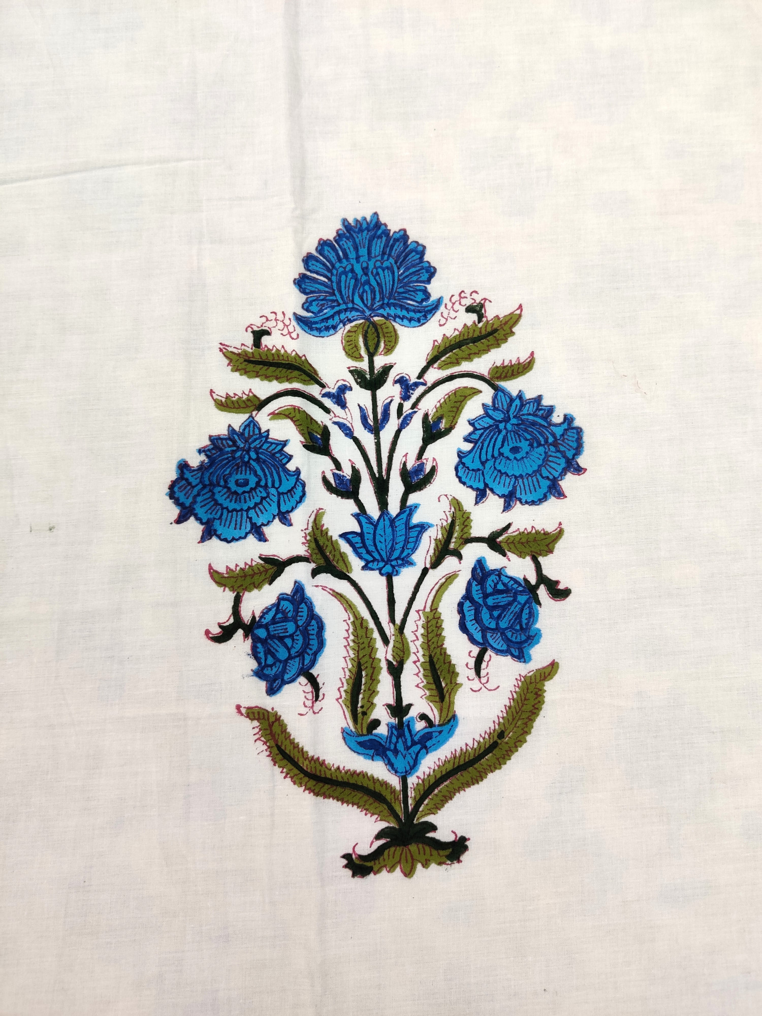 Block Print Dohar - Bluish Bloomers Hand Block Print Premium Cotton Jaipuri