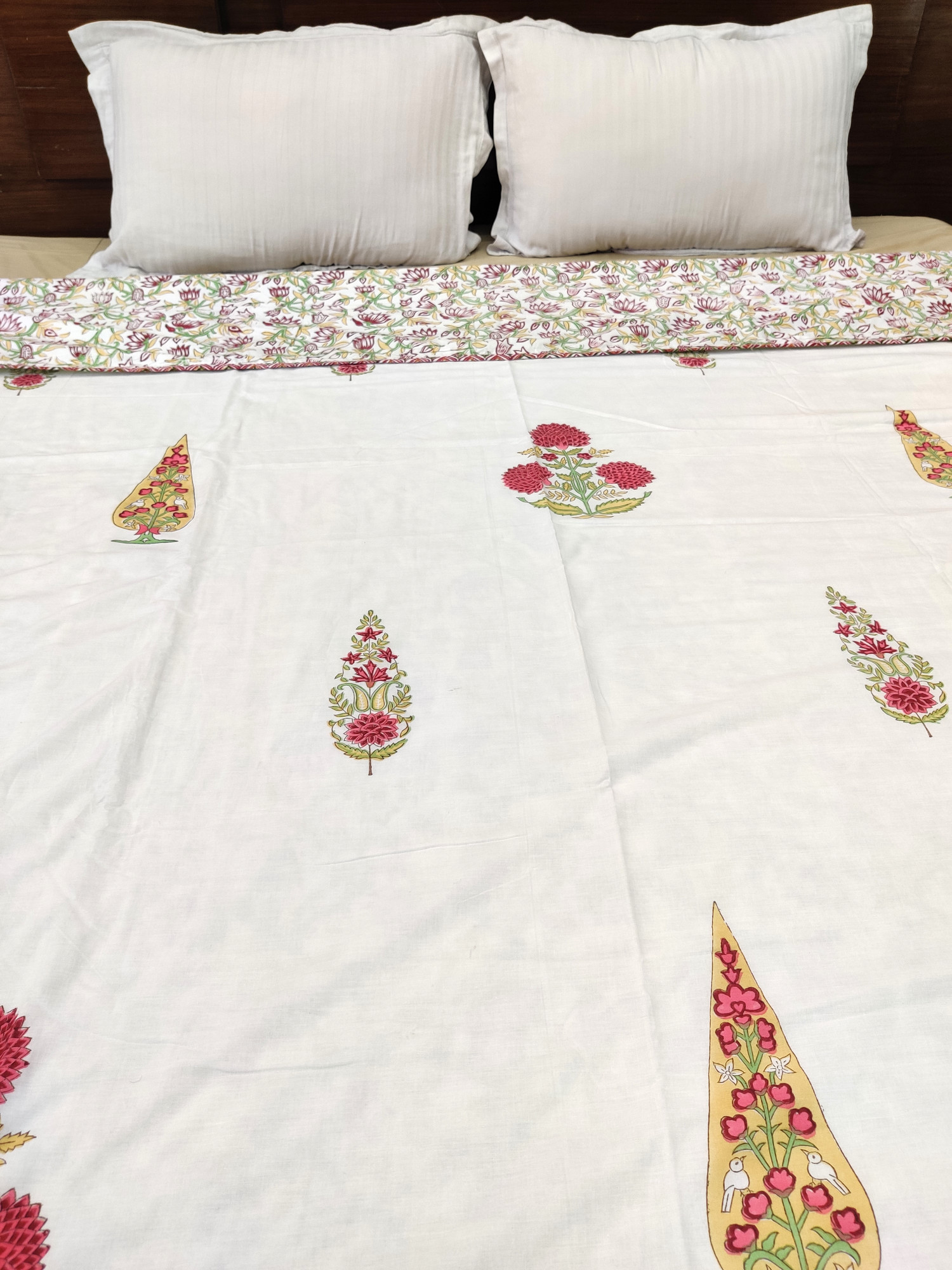 Block Print Dohar - Dual Red Boota Hand Block Print Mulmul Cotton Jaipuri