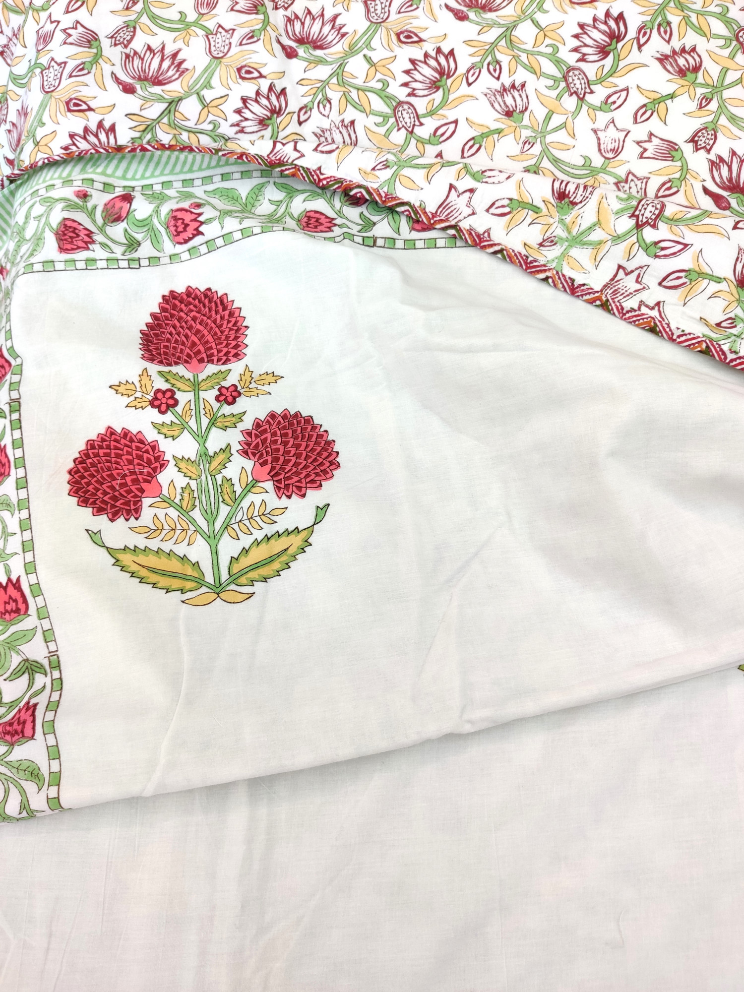 Block Print Dohar - Dual Red Boota Hand Block Print Mulmul Cotton Jaipuri