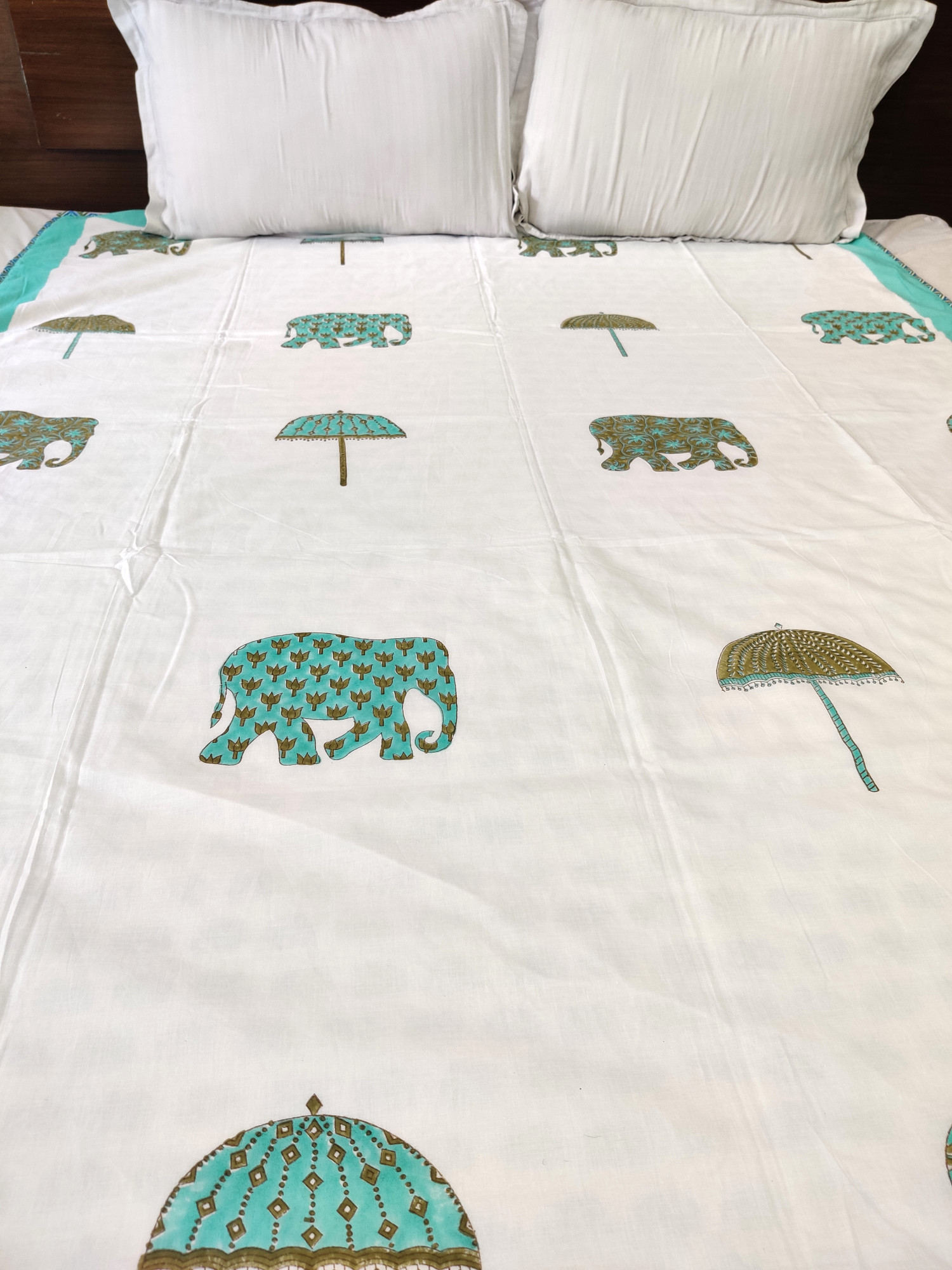 Block Print Dohar - Haathi Reversible Hand Block Print Mulmul Cotton Jaipuri