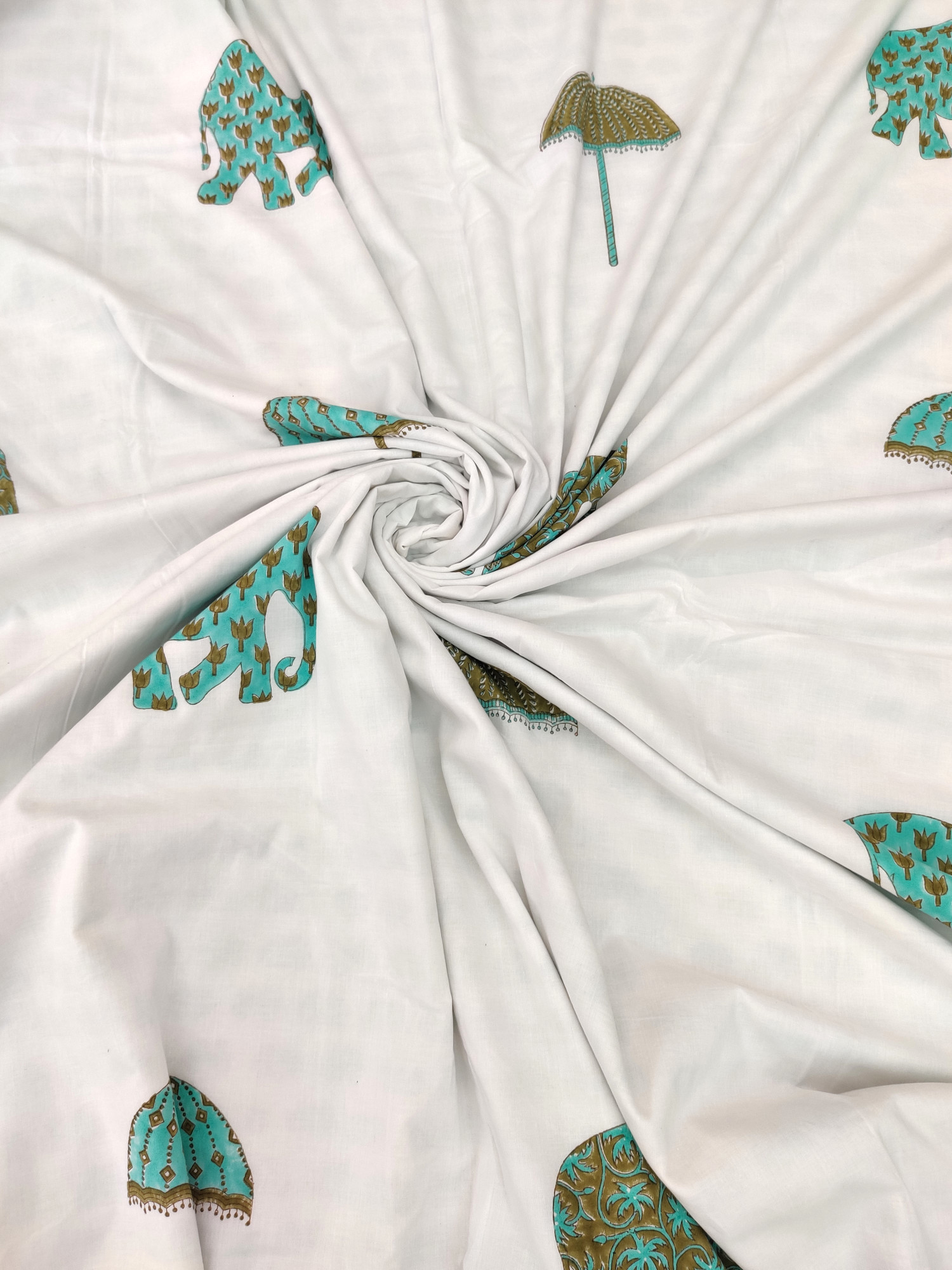 Block Print Dohar - Haathi Reversible Hand Block Print Mulmul Cotton Jaipuri