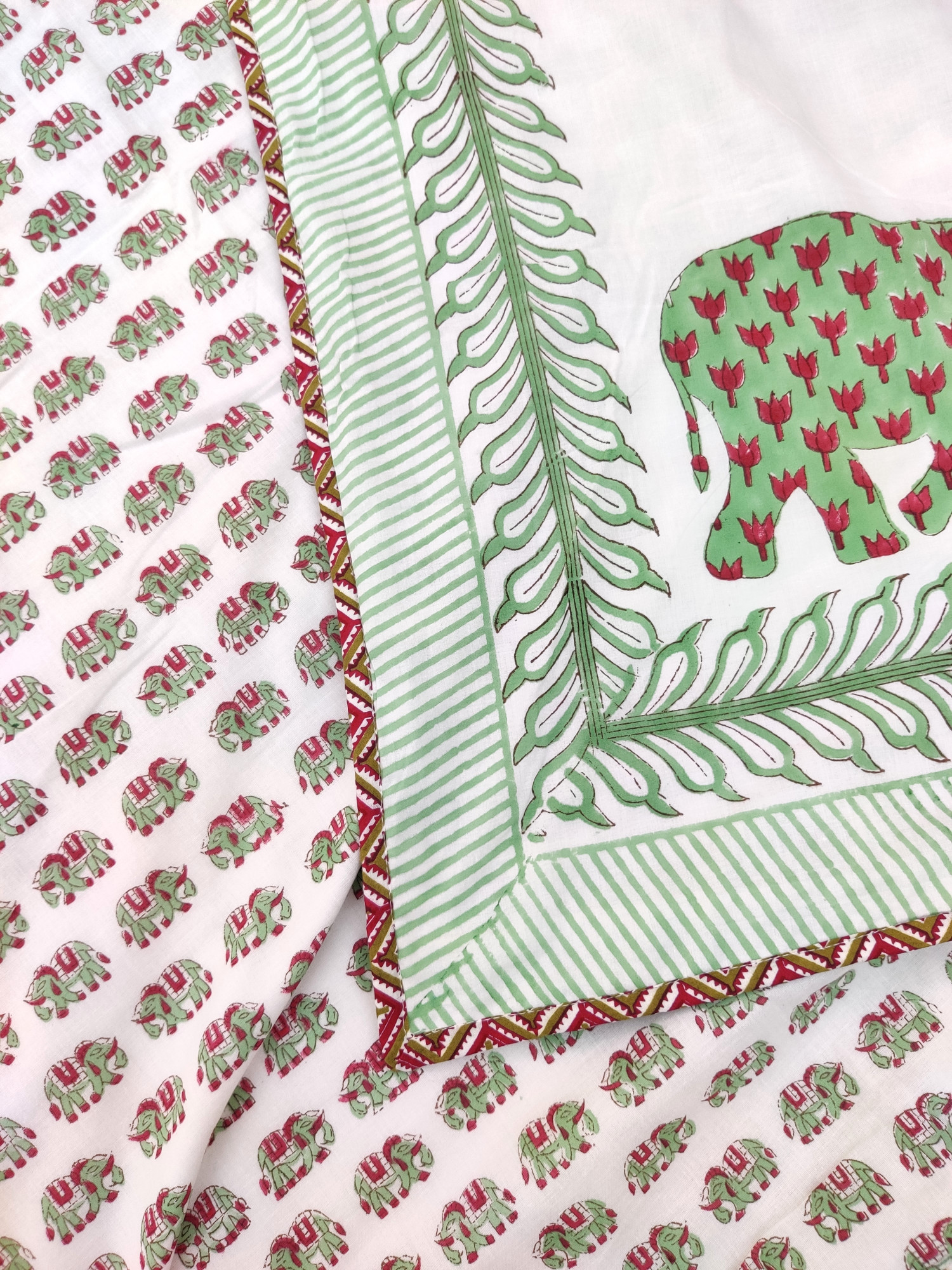 Block Print Dohar - Double Haathi Hand Block Print 100% Cotton Jaipuri