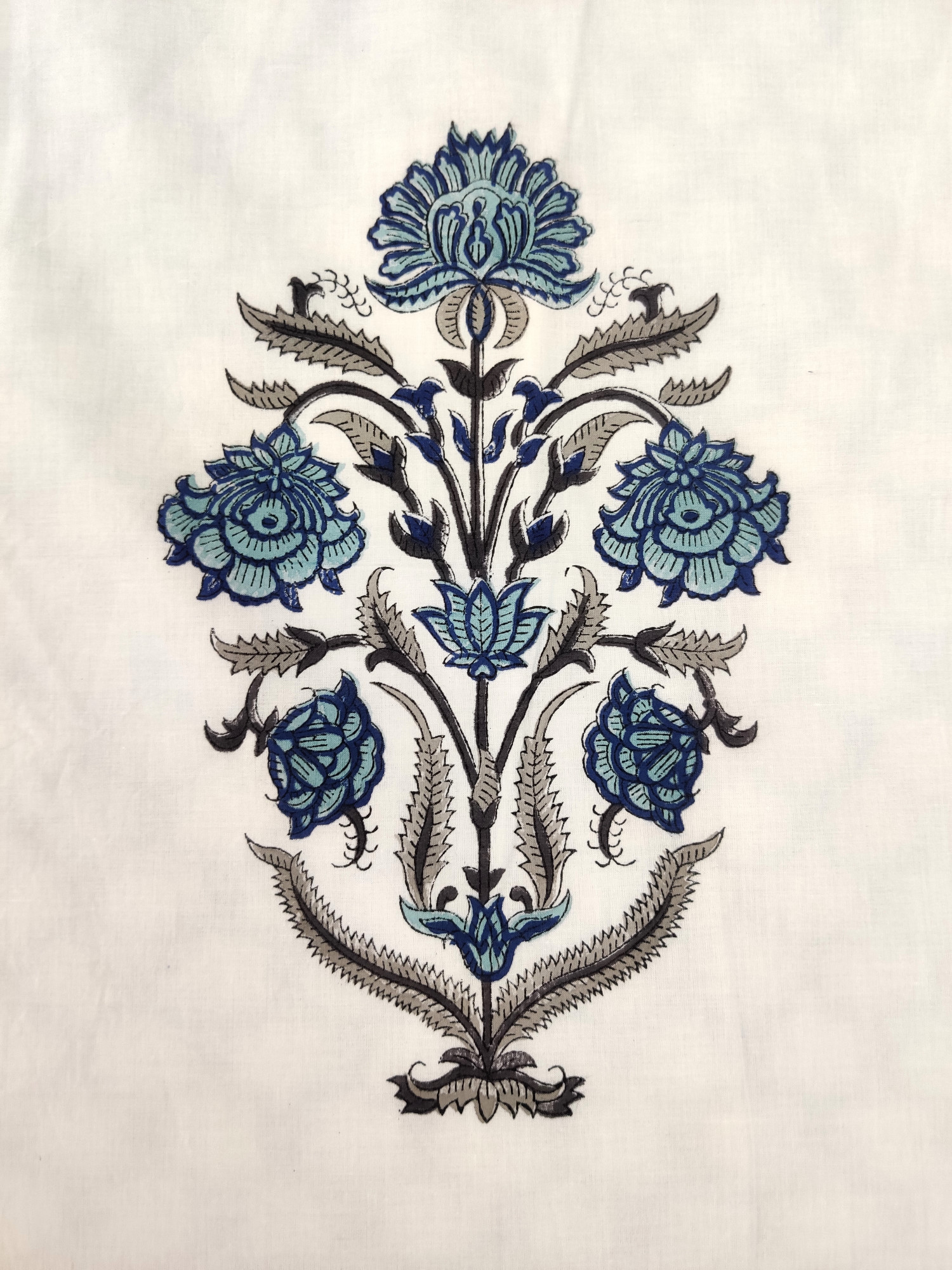Block Print Dohar - Dark Blue Bloomer Hand Block Print Reversible Jaipuri
