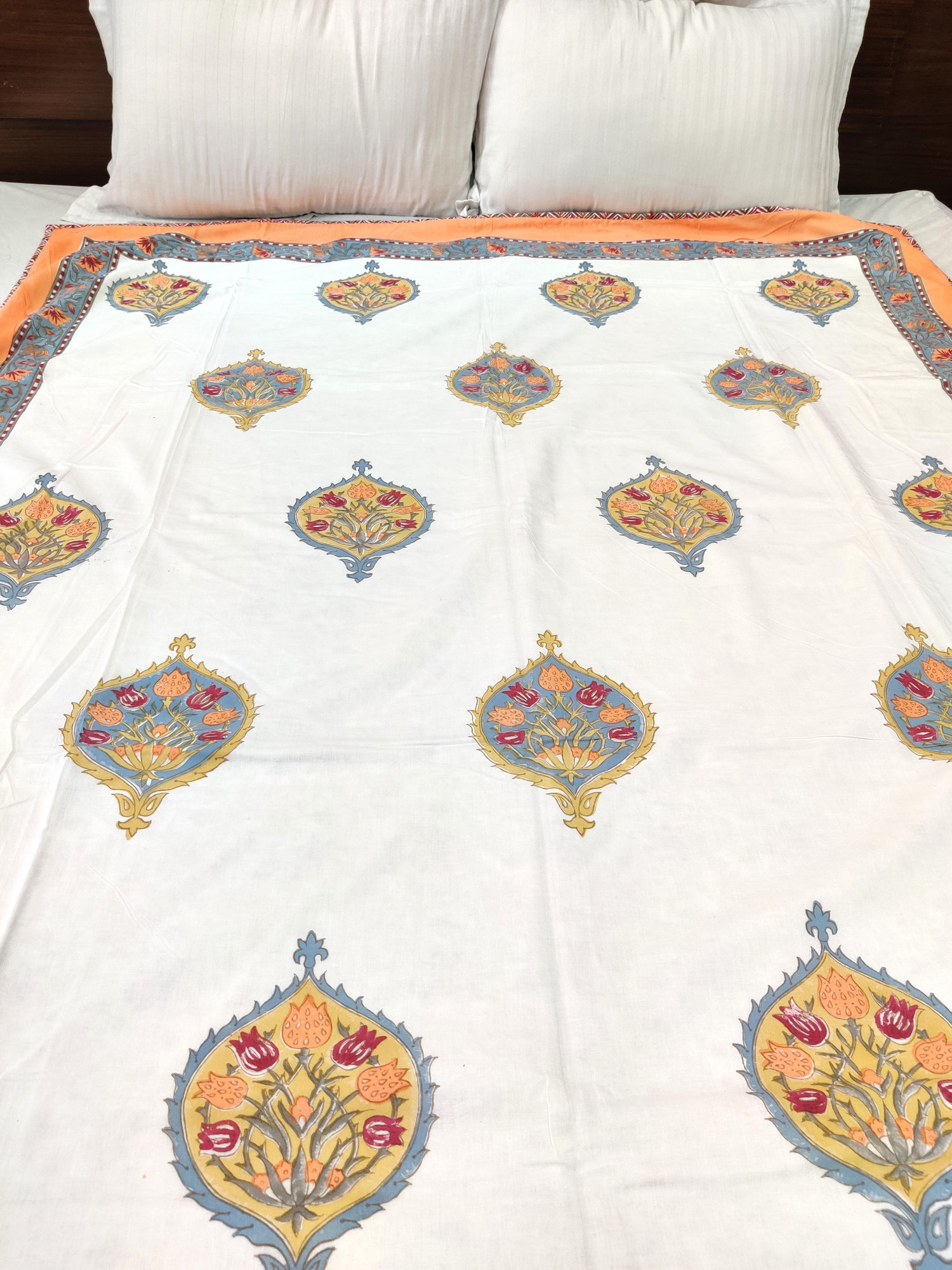 Block Print Dohar - Dark Base Floral Hand Block Print Fine Cotton Jaipuri