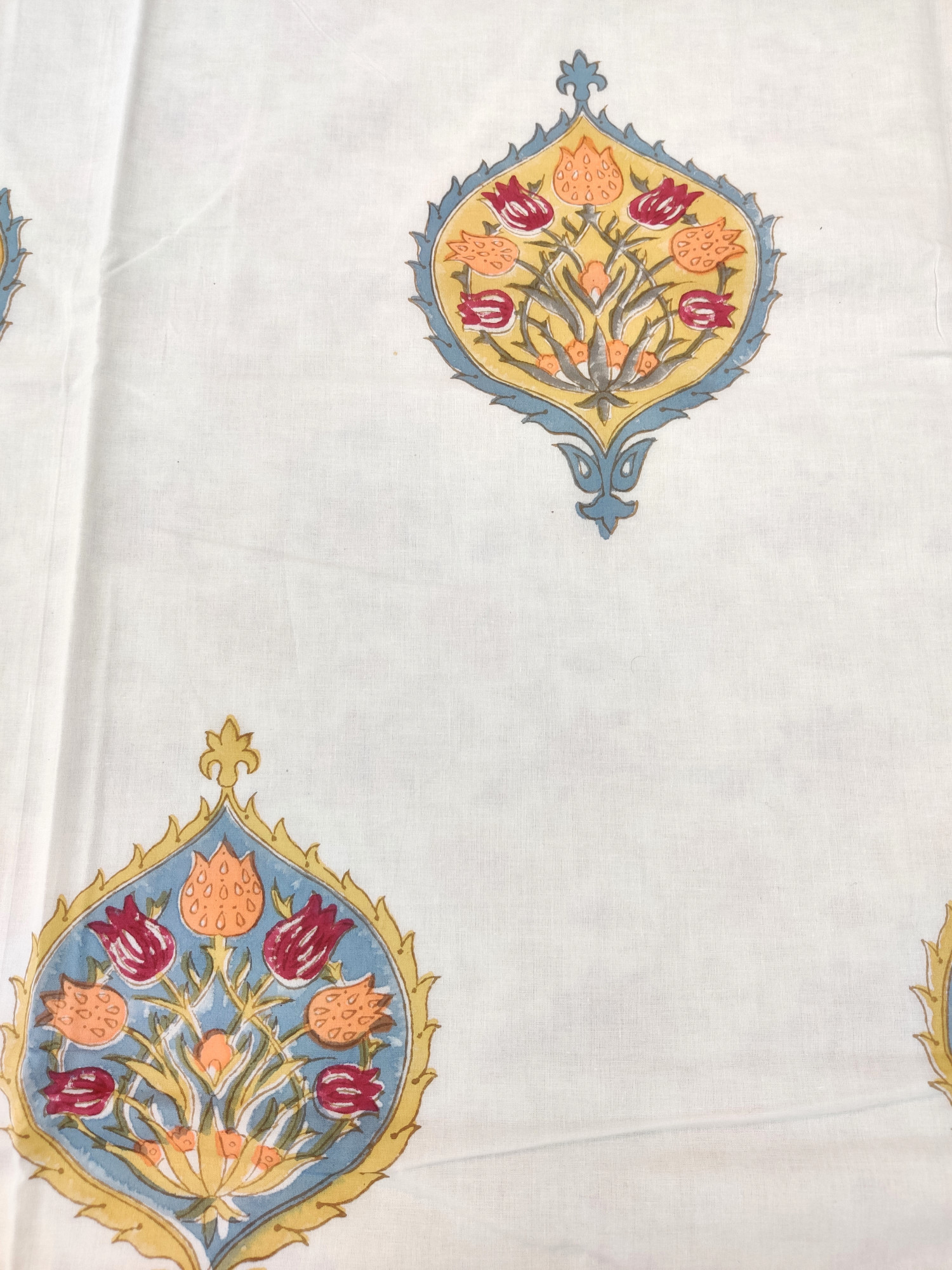 Block Print Dohar - Dark Base Floral Hand Block Print Fine Cotton Jaipuri