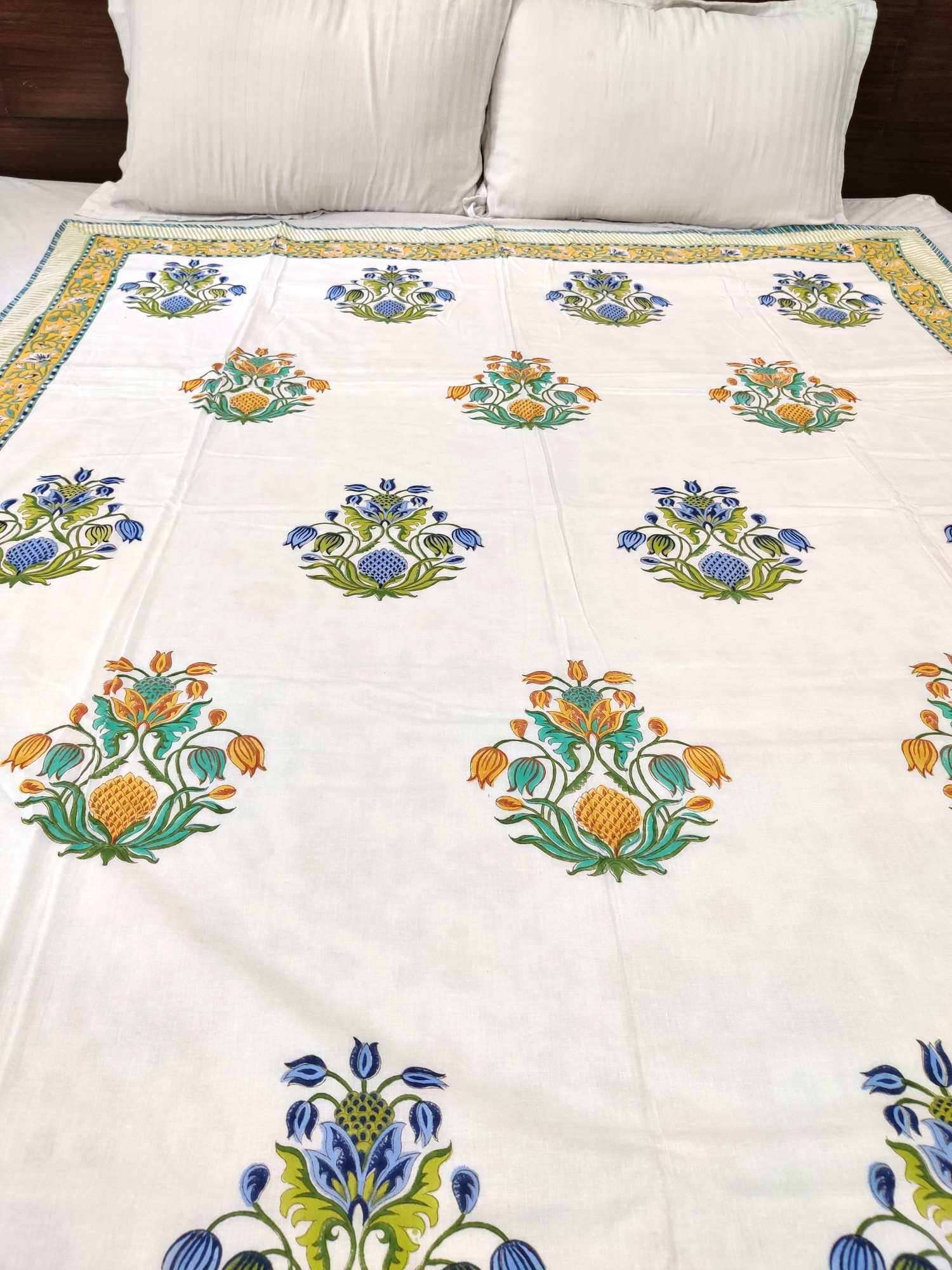 Block Print Dohar - Jasmine Reversible Hand Block Print 100% Cotton Jaipuri