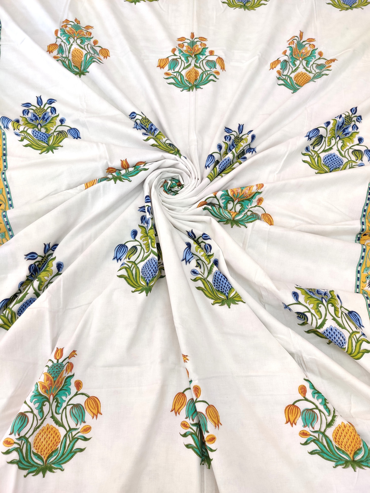 Block Print Dohar - Jasmine Reversible Hand Block Print 100% Cotton Jaipuri