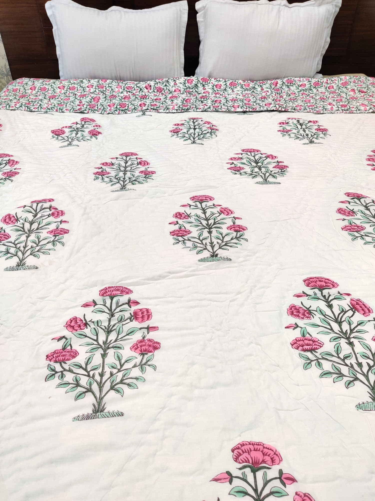 Hand Block Print Mulmul Quilt - Sadabahaar Soft Jaipuri Razai Double