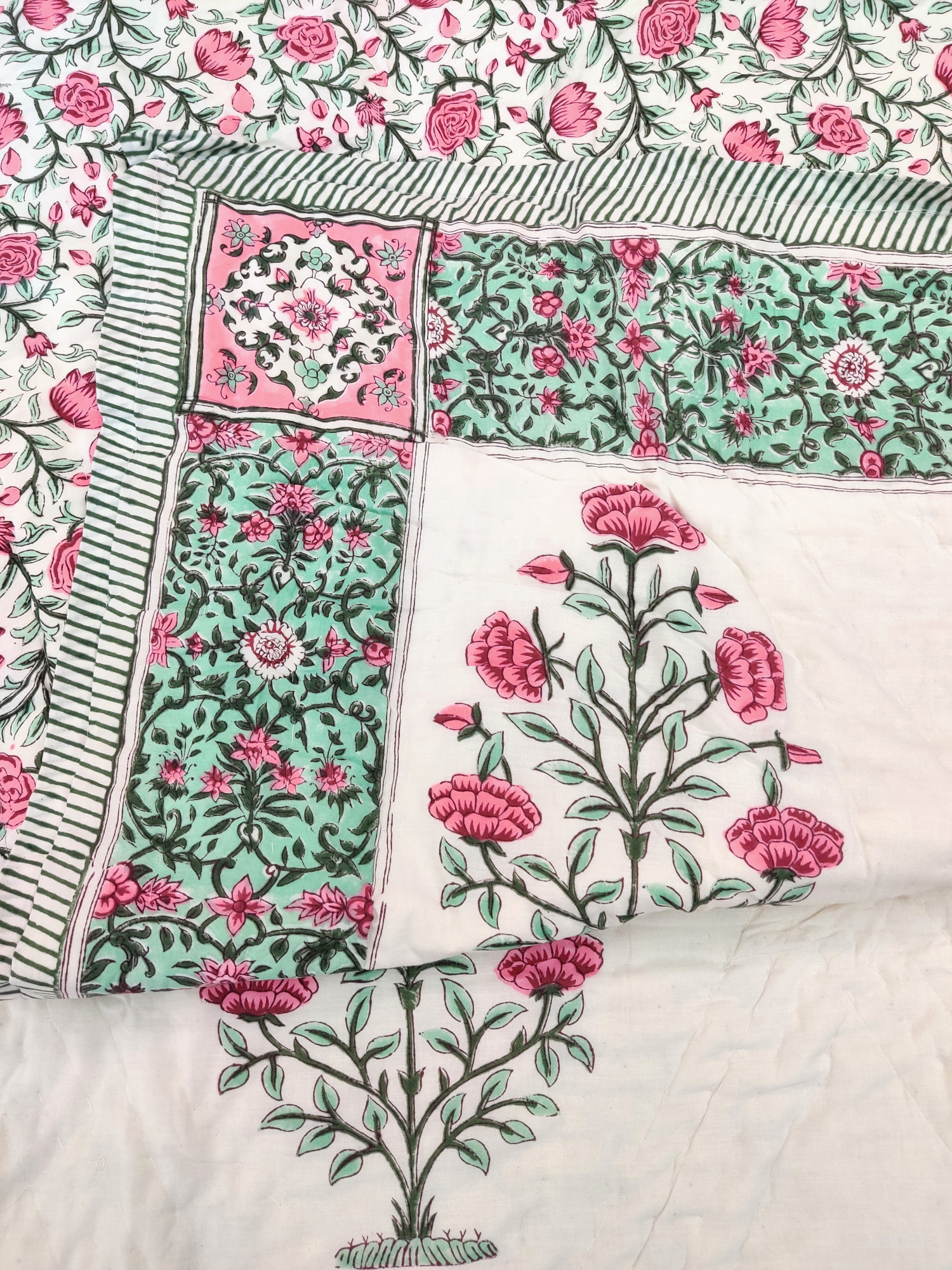 Hand Block Print Mulmul Quilt - Sadabahaar Soft Jaipuri Razai Double