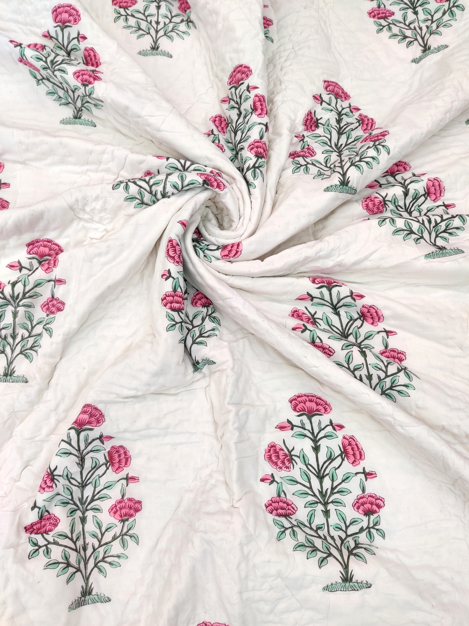 Hand Block Print Mulmul Quilt - Sadabahaar Soft Jaipuri Razai Double