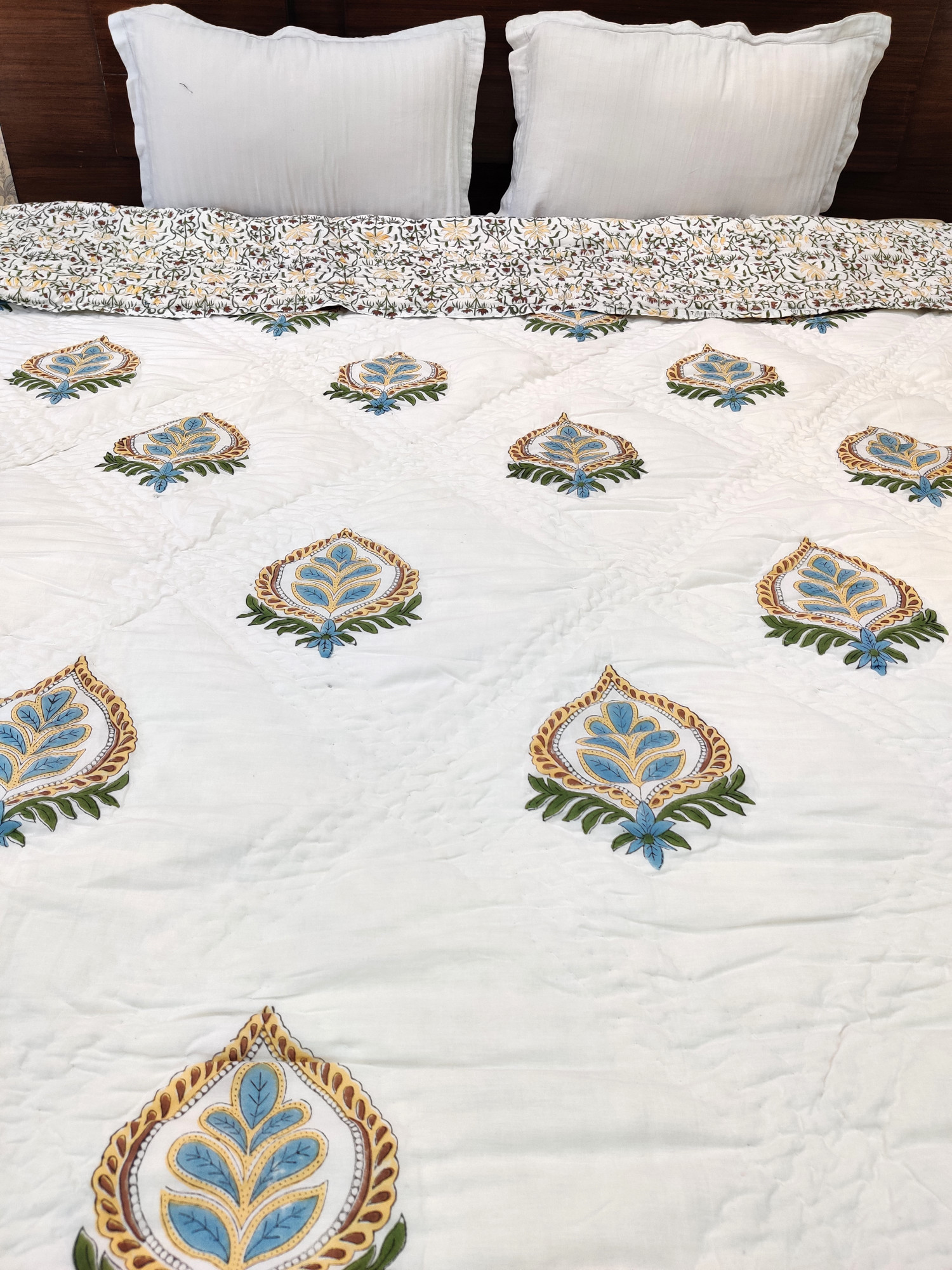 Hand Block Print Mulmul Quilt - Cotton Double Pathi Soft Jaipuri Razai Double