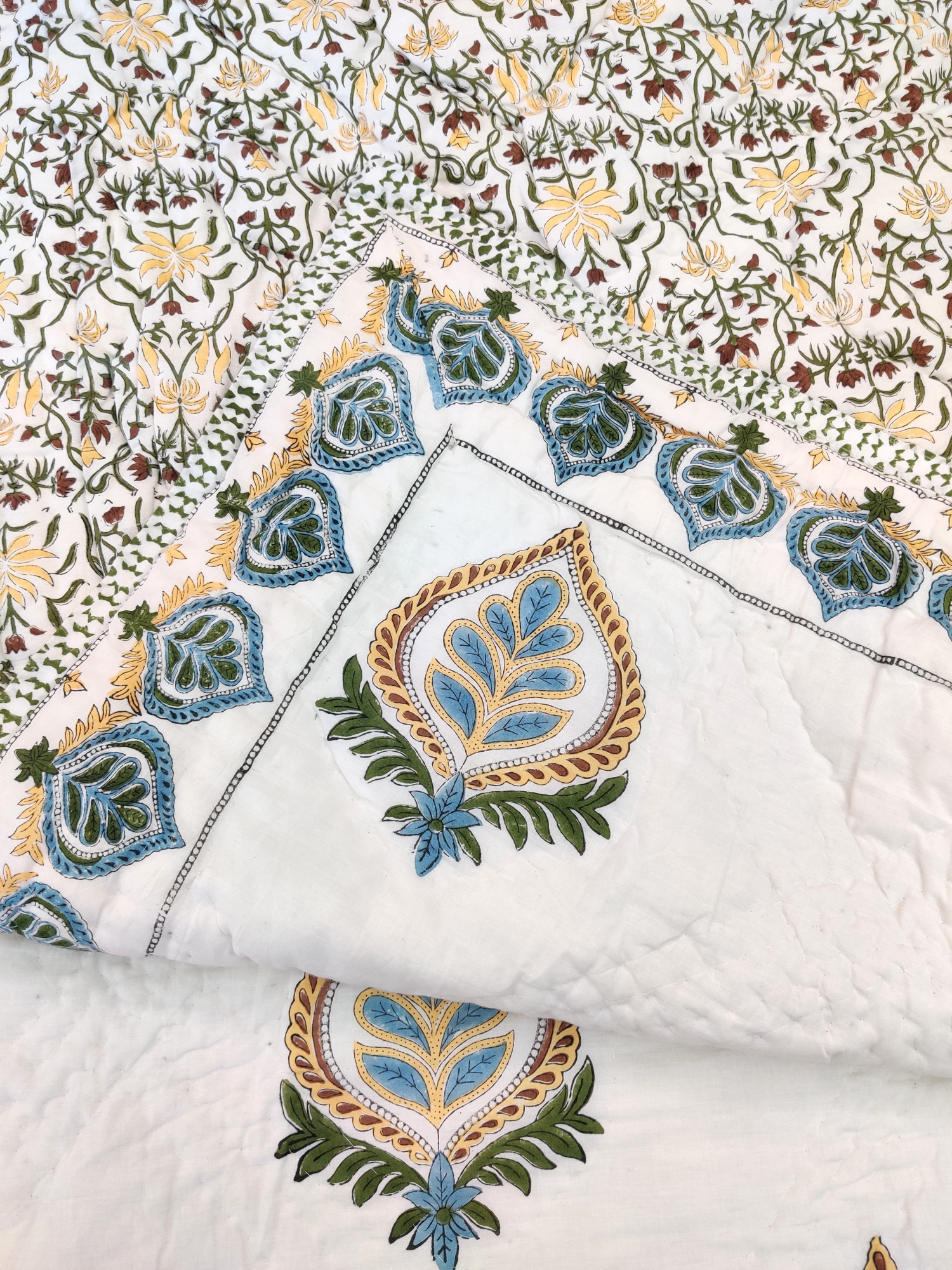 Hand Block Print Mulmul Quilt - Cotton Double Pathi Soft Jaipuri Razai Double