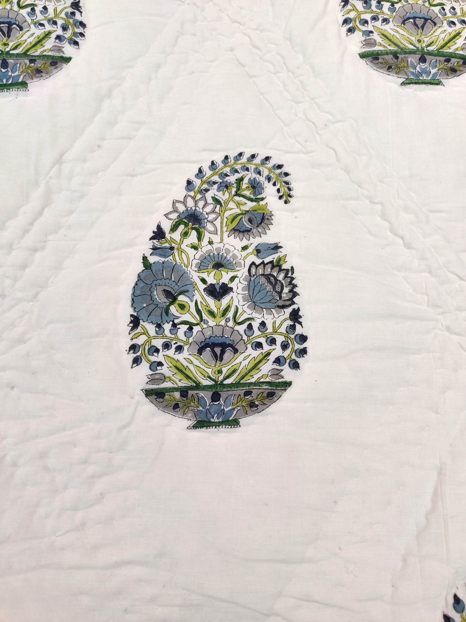Hand Block Print Mulmul Quilt - Kerry Boota Soft Jaipuri Razai Double