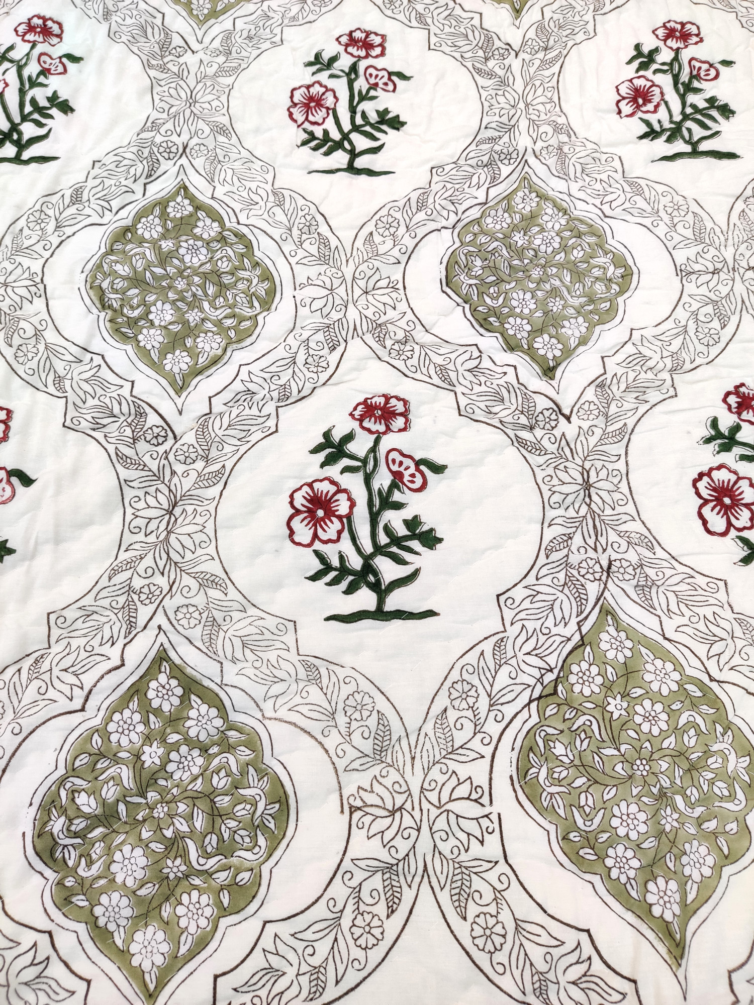 Hand Block Print Mulmul Quilt - Dark Whisper Soft Jaipuri Razai Double