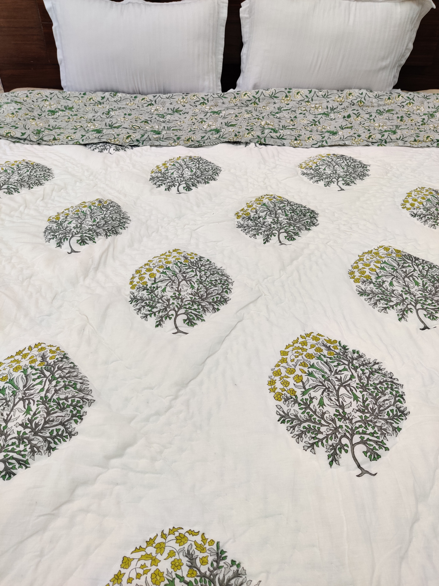 Hand Block Print Mulmul Quilt - Double Block Soft Jaipuri Razai Double