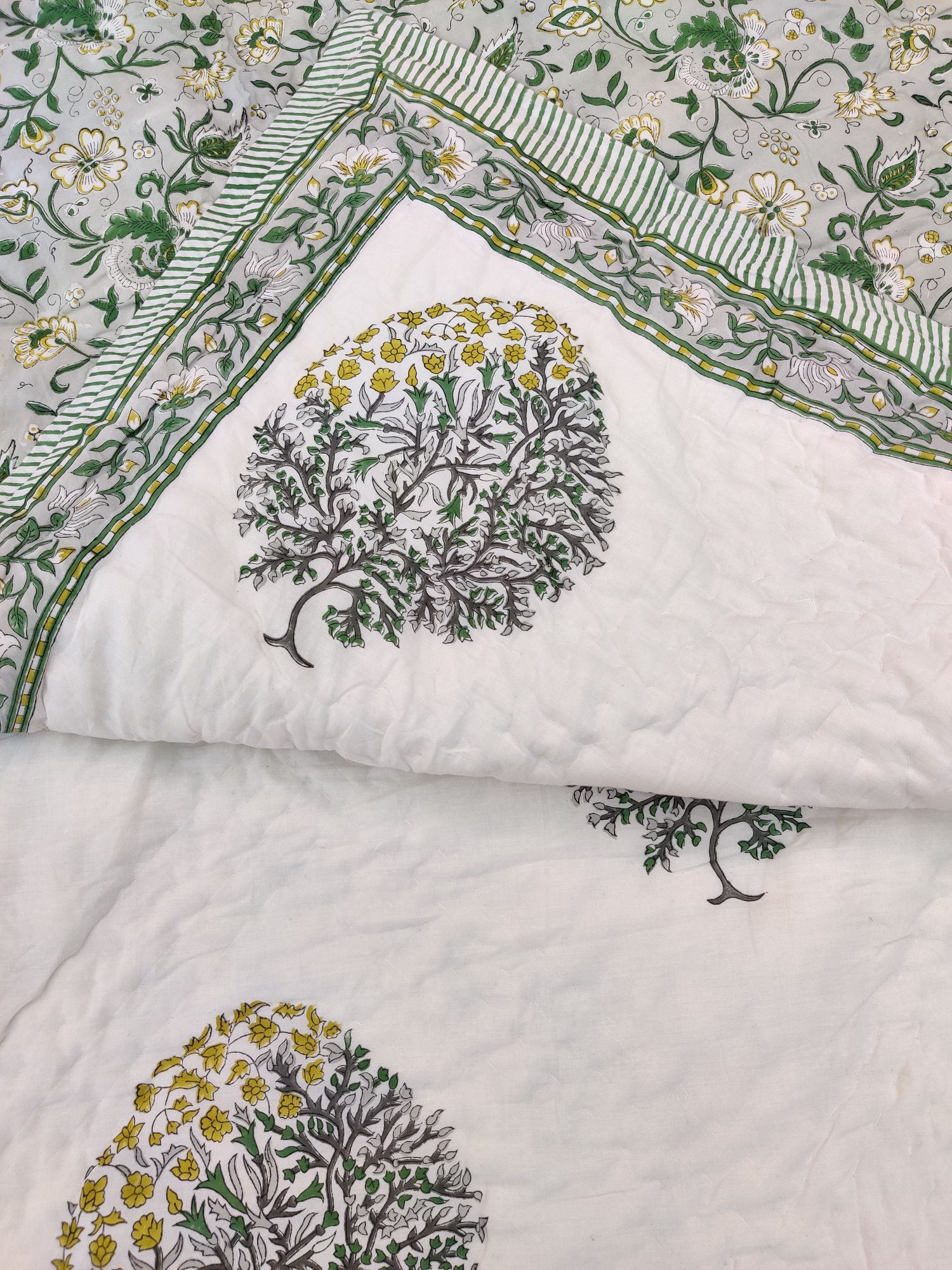Hand Block Print Mulmul Quilt - Double Block Soft Jaipuri Razai Double